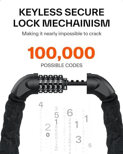 Sportneer Sportneer Bike Chain Lock Heavy Duty, Bicycle Lock with 5 Digit Combination Heavy Duty Anti Theft Keyless Security Bike Locks for Bicycle, Electric Bike, Scooter, Motorcycle, Door, Gate and Fence