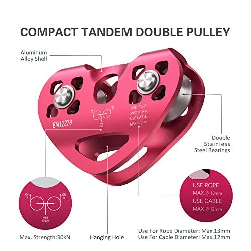 Lixada Lixada Zipline Pulley 30KN Trolley Rescue for 1/4 5/16 3/8 1/2 Cable Backyard Zipline, Hauling, Rigging and Commercial Purposes,Holds Upto 6700lbs