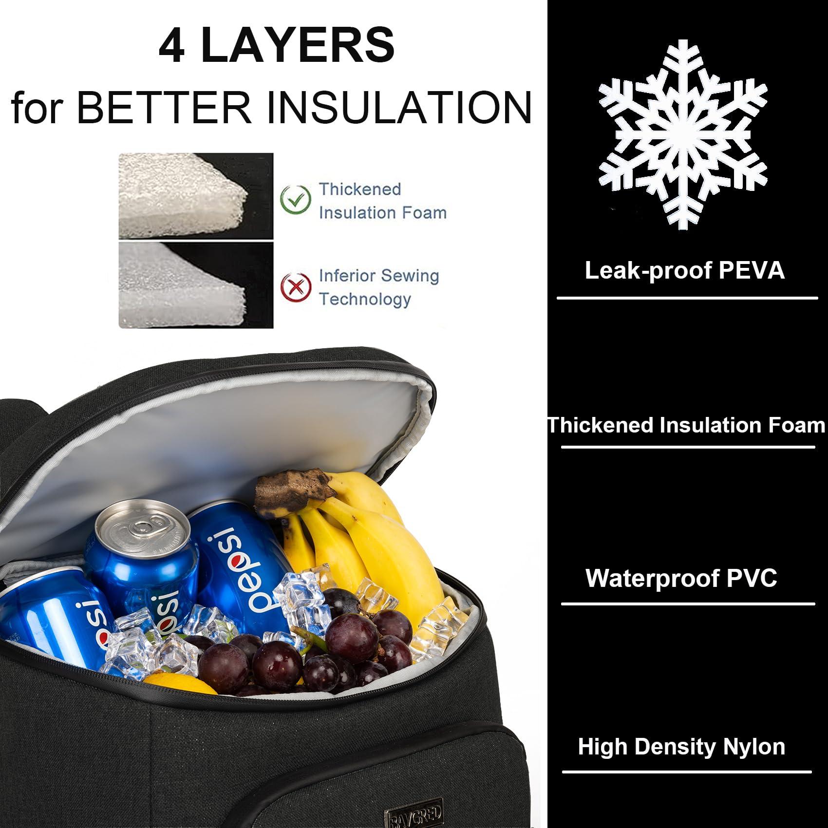 BAVGRED BAVGRED Cooler Backpack Insulated Leak Proof, 30 Cans Backpack with Cooler Compartment for Men and Women, Soft Sided Cooler Bag, Lightweight Ice Chest Lunch Backpack for Beach Camping Picnic Hiking