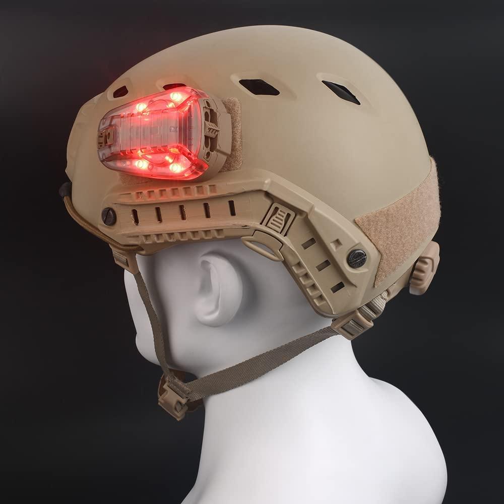 NOBUHIRO Tactical Signal Light Optional 4 Modes with Visible LED + IR Constant-on/Strobe, Waterproof Ladybird Lamp Helmet Light Military Survival Identification Light for Outdoor Sports (WD03001-DE-RED)