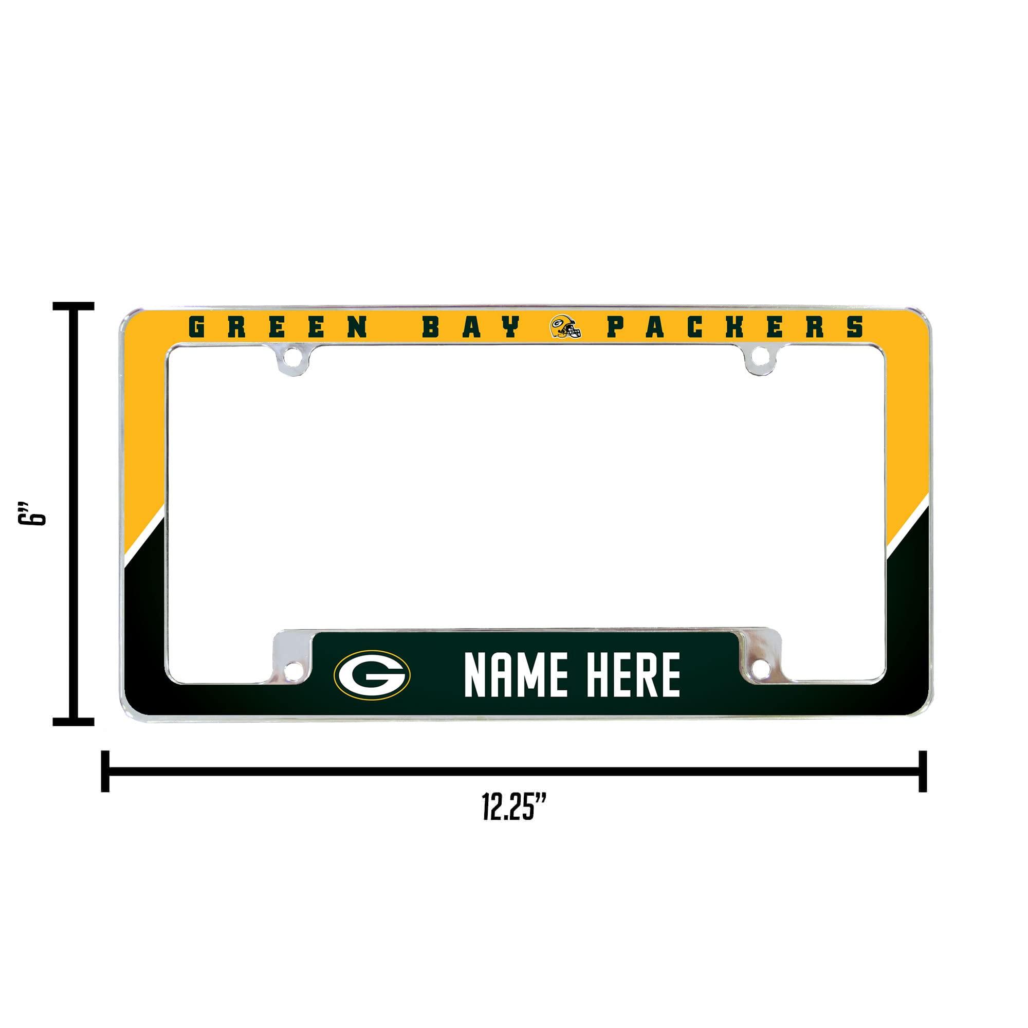Rico Industries Rico Industries NFL Football Green Bay Packers Personalized/Custom 12\" x 6\" Chrome All Over Automotive License Plate Frame for Car/Truck/SUV