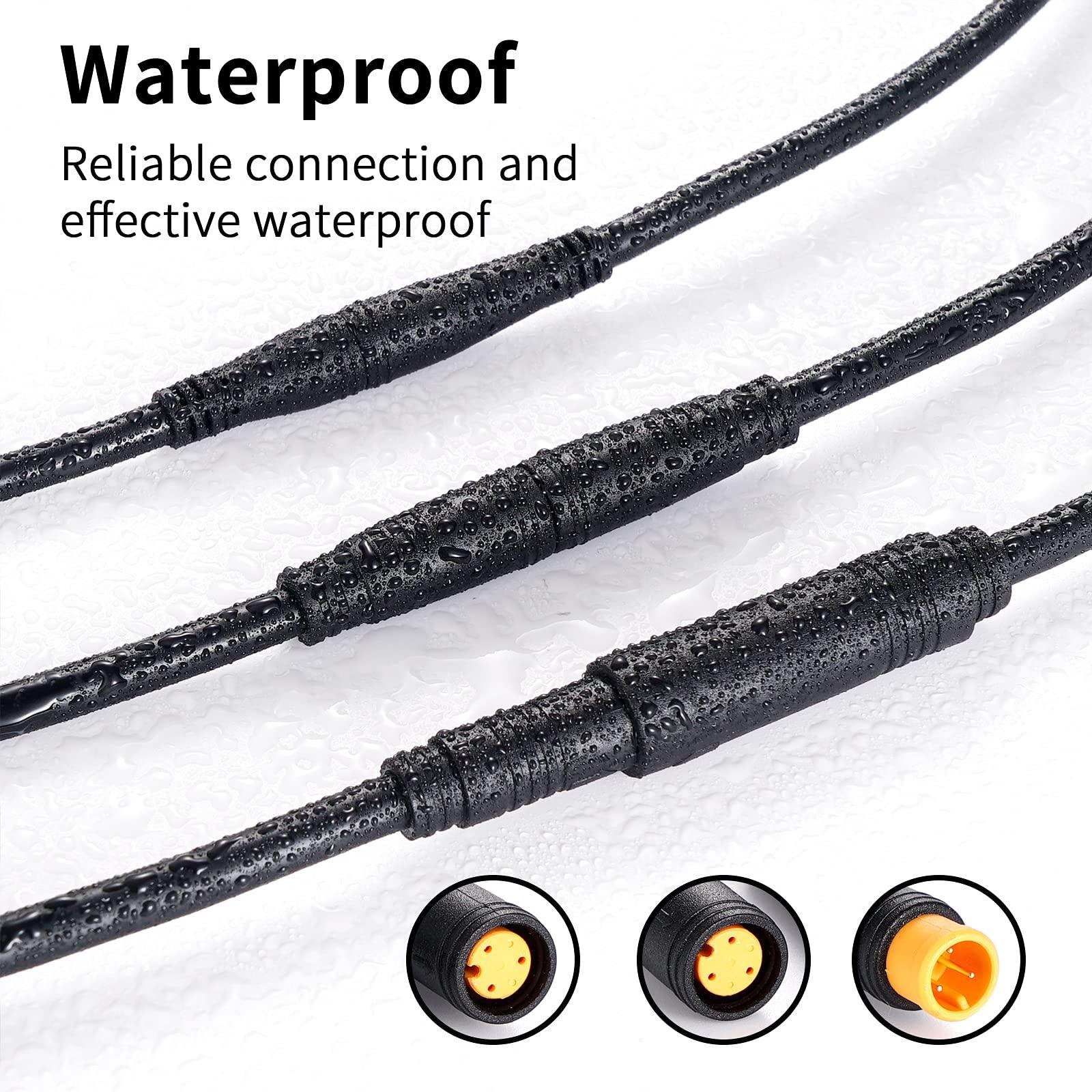 baluoqi baluoqi Electric Bike 1T2 Cable Y-Splitter Extending Wire with Waterproof 3 Pin Connector Extension Cable for Ebike Light, Gear Sensor and Brake in Ebike Conversion Kit