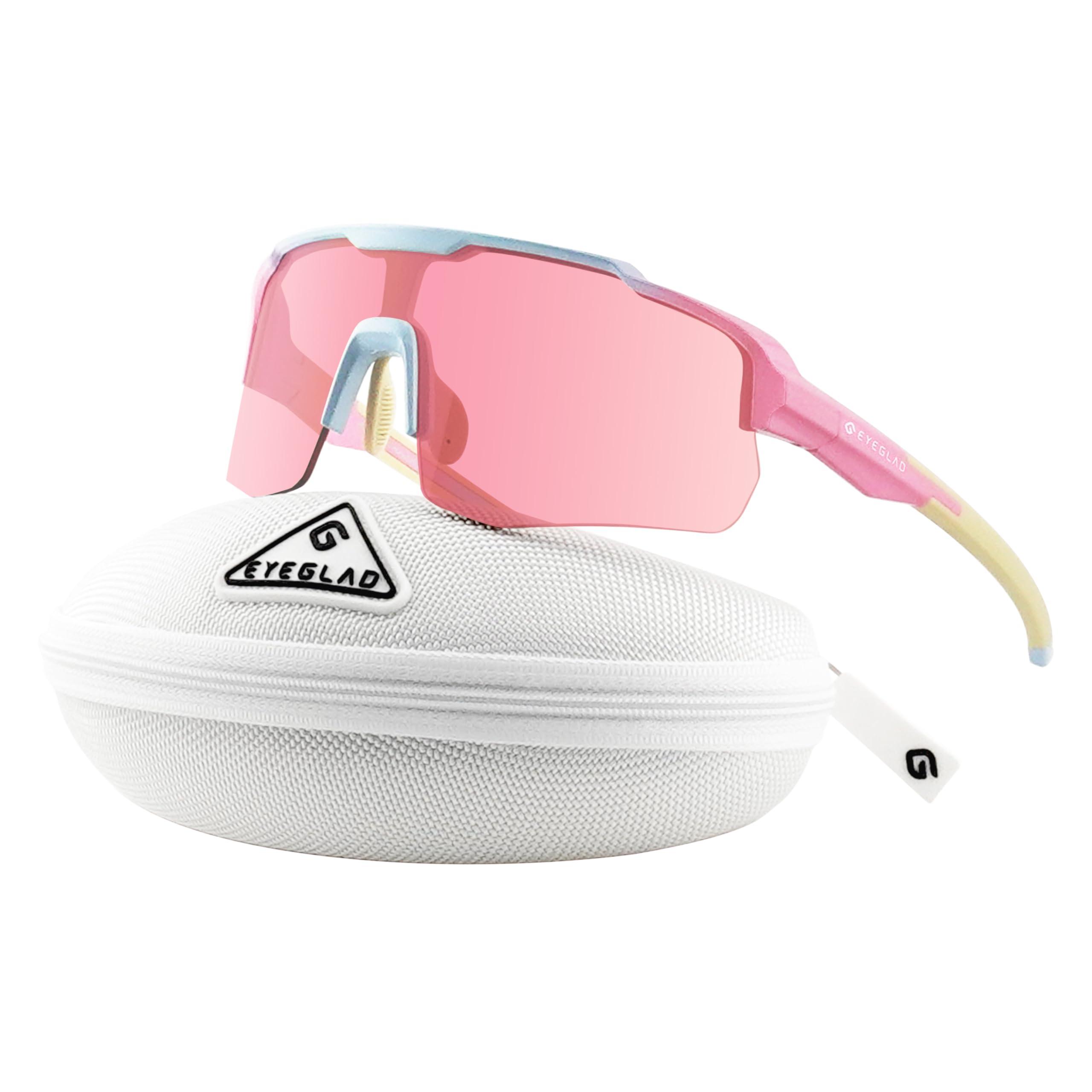 EYEGLAD EYEGLAD MOTIONVIEW Sports Sunglasses Outdoor HD High Contrast UV400 Running Baseball Softball Sports Eco-friendly (Bubblegum Pink)