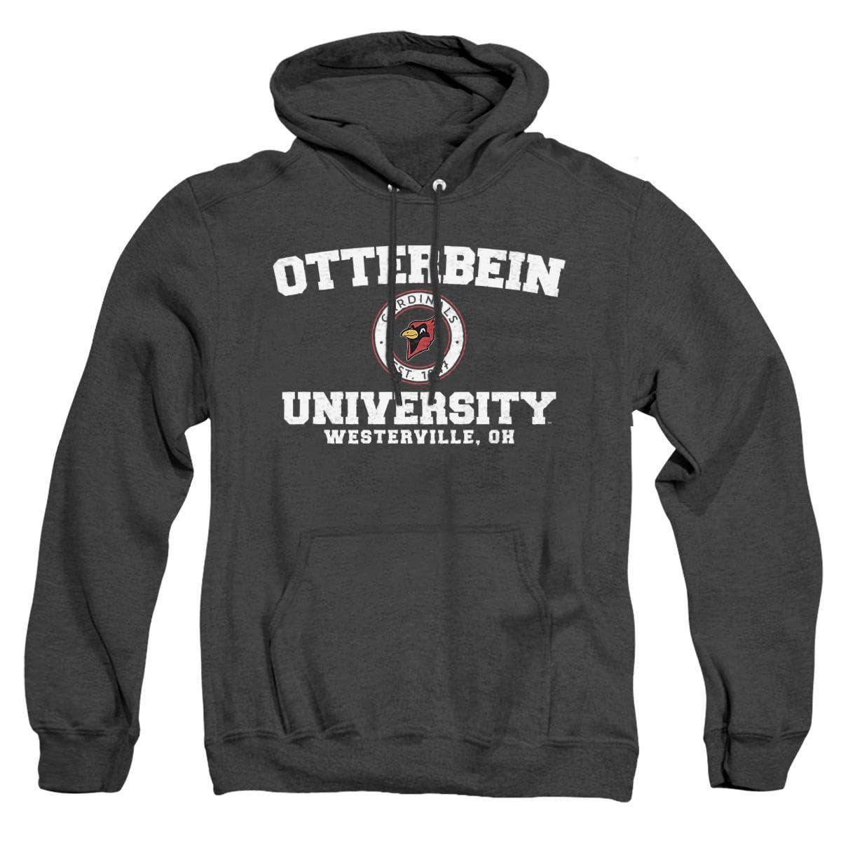 LOGOVISION LOGOVISION Otterbein University Official Circle Logo Unisex Adult Pull-Over Heather Hoodie,Black Heather, 2X-Large