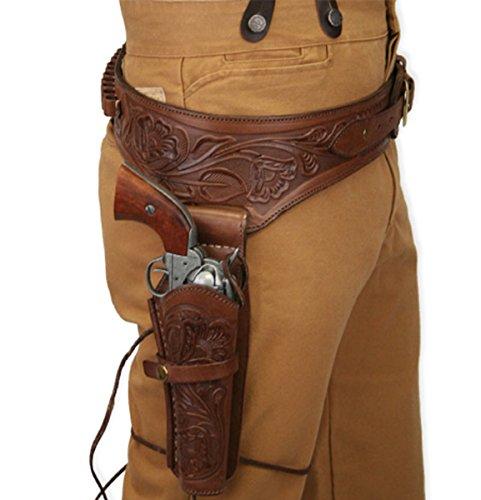 Historical Emporium Historical Emporium .22 Cal Standard Right Hand Western Gun Belt and Holster Tooled Leather 38 Chocolate