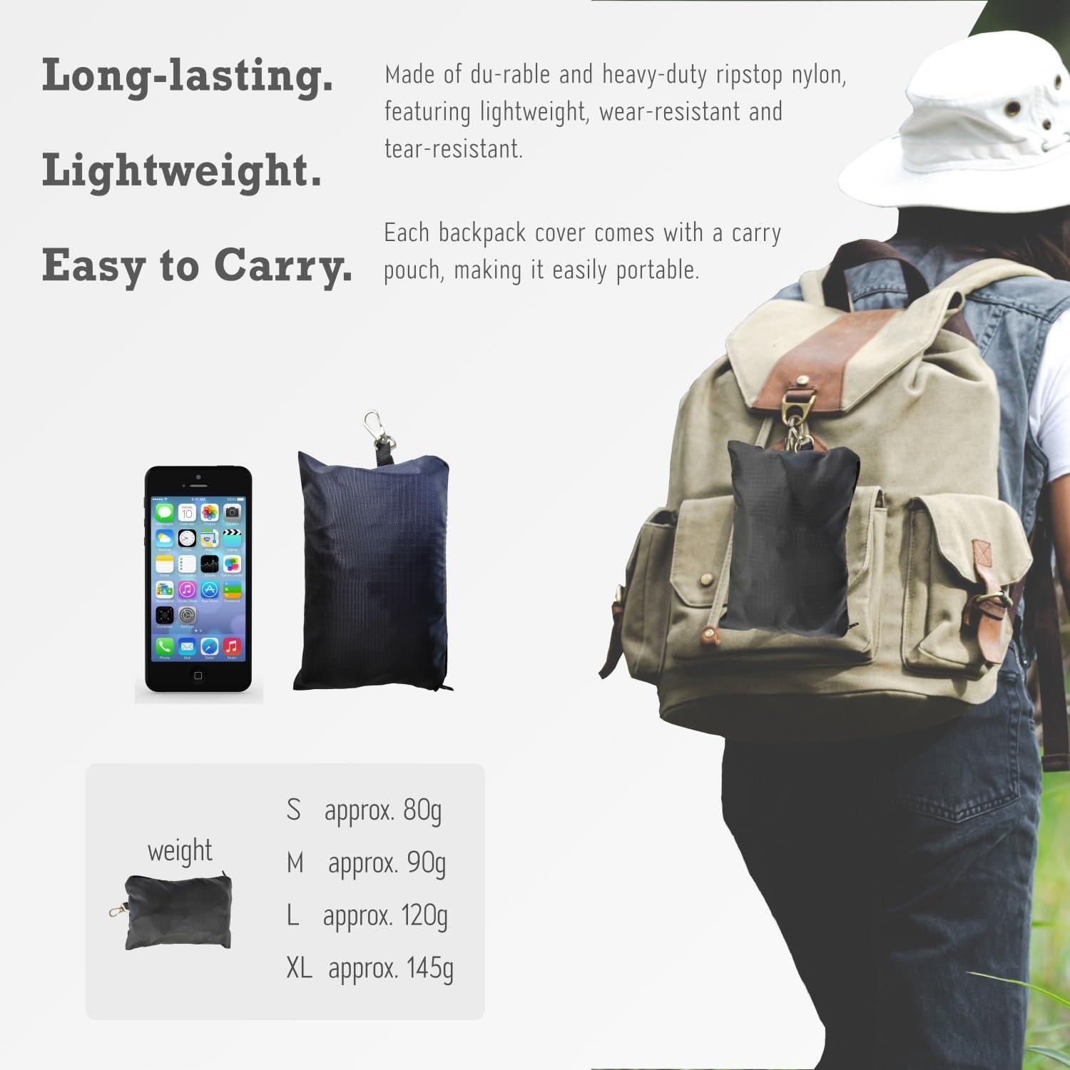 sheelokhwui sheelokhwui Waterproof Backpack Rain Cover, Heavy-Duty Nylon Pack Cover with Upgraded Double Adjustable Closure System and a Carry Pouch for Hiking, Cycling, Camping, Outdoor (Navy Blue, S, 15-25L)