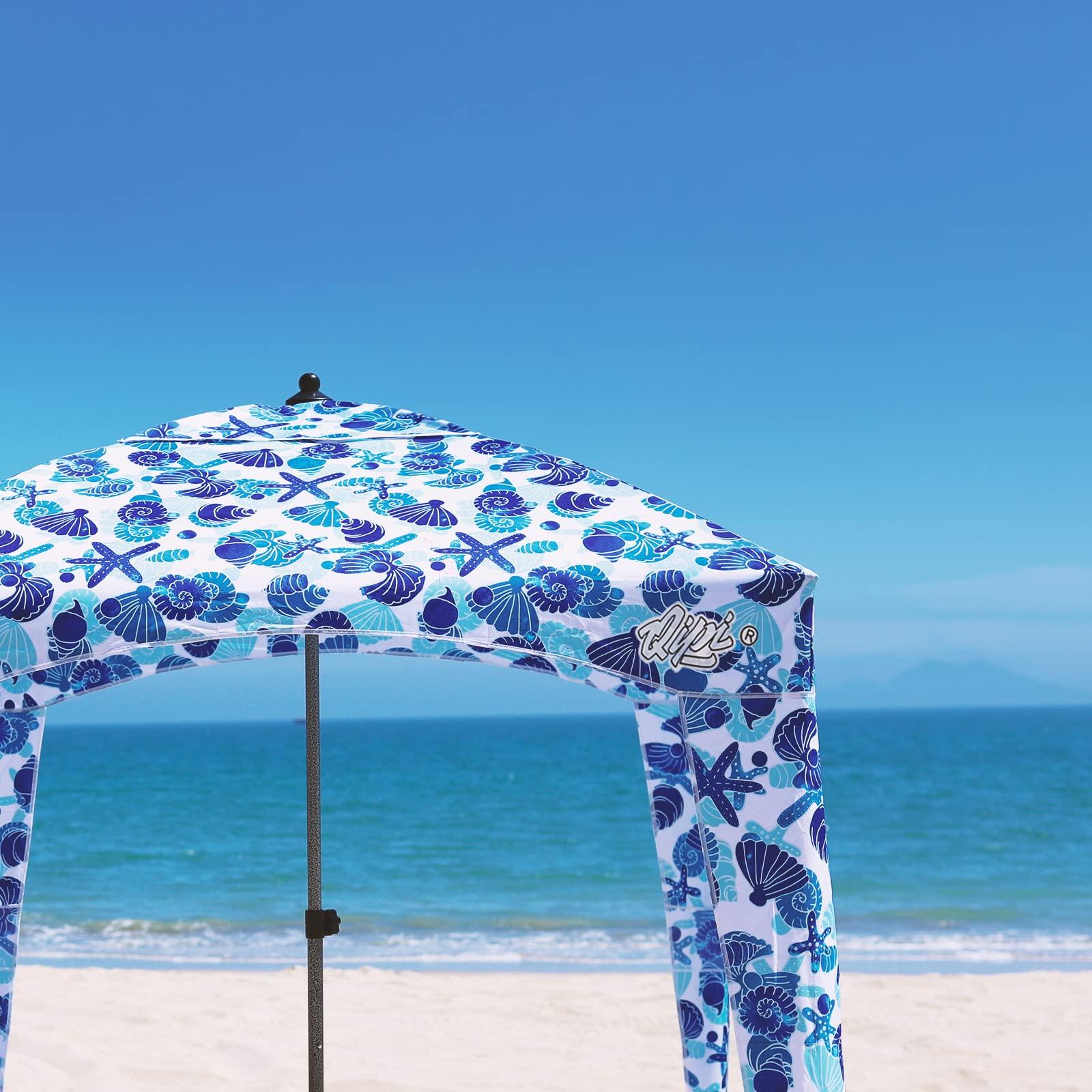 Qipi Qipi Beach Cabana - Easy to Set Up Canopy, Waterproof, Portable 6\' x 6\' Beach Shelter, Included Side Wall, Shade with UPF 50+ UV Protection, Ultimate Sun Umbrella - for Kids, Family - Sea Life