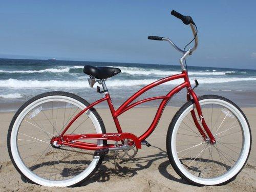 Firmstrong Firmstrong Urban Lady Three Speed Beach Cruiser Bicycle, 26-Inch,Red w/Black Seat,15236