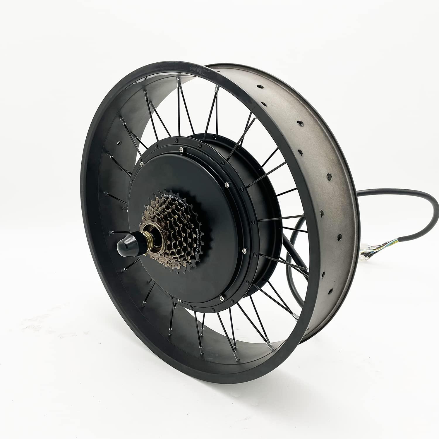 CHAOZHU 48V 60V 72V 3000W-5000W 20/24/26x4.0\" Fat Wheel Ebike Conversion Kits with Intelligent Programmable Sine Wave Controller (26x4.0, Drop Out: 175mm)