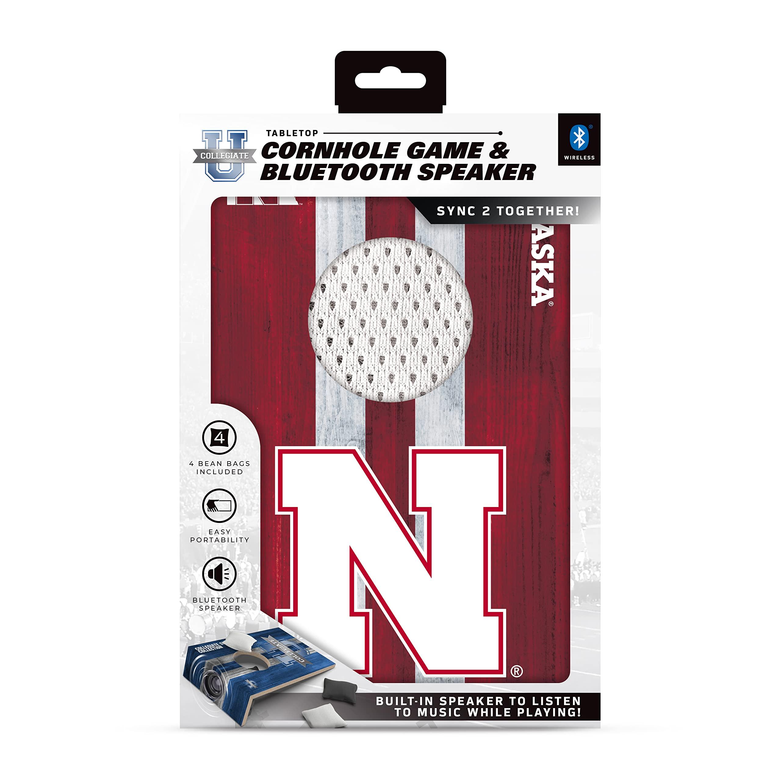 SOAR SOAR NCAA Tabletop Cornhole Game and Bluetooth Speaker, Nebraska Cornhuskers