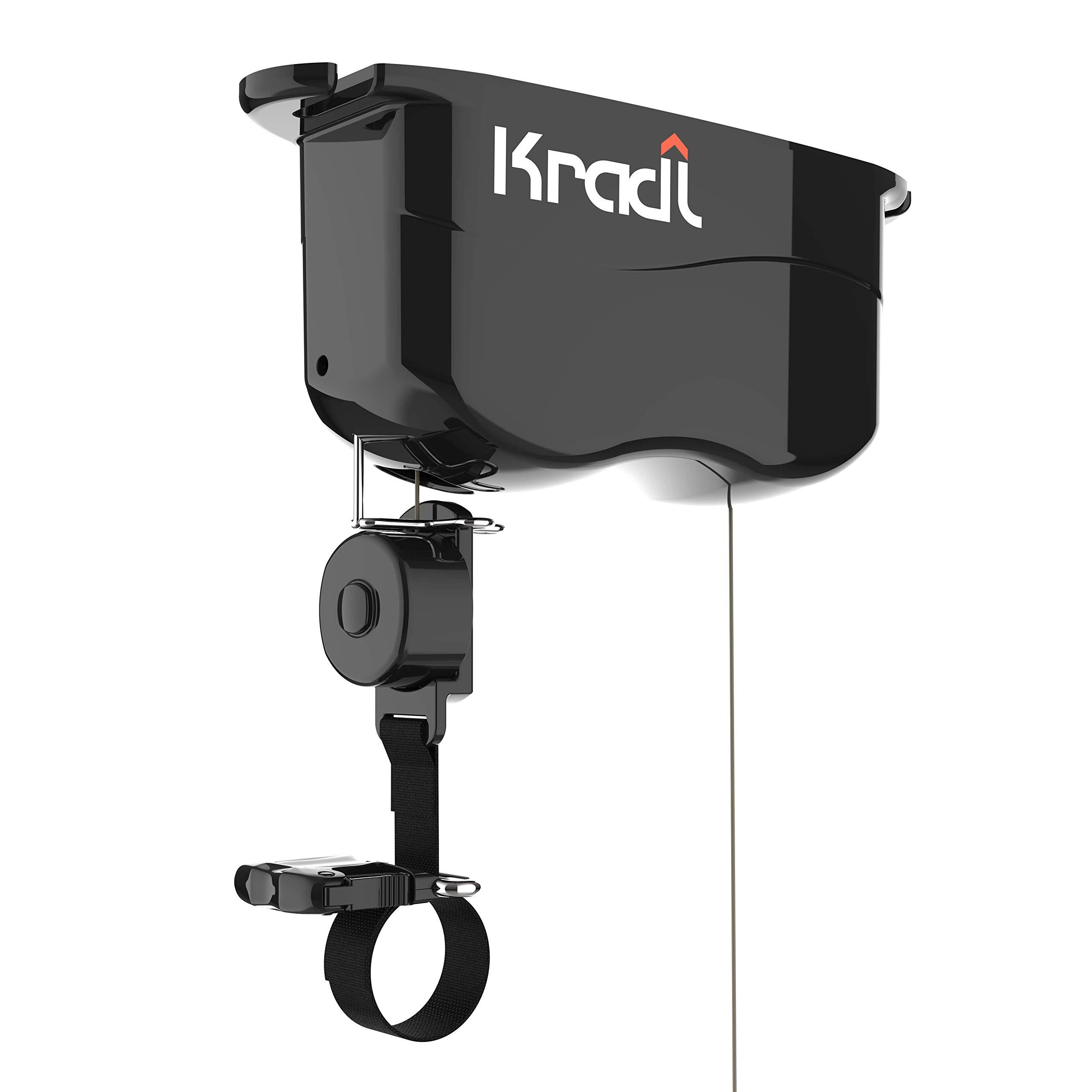 Kradl Kradl - Ceiling Mount Bike Lift and Rack. Bicycle Storage Hoist Without Electricity, Clumsy Ropes or Pulleys. 25 Pound Capacity.