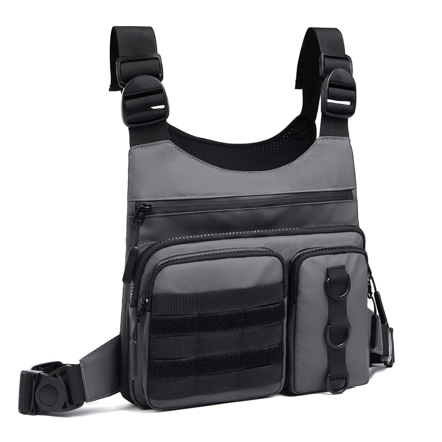 Criuage Criuage Outdoor Chest Bag for Men, Lightweight Running Vest with Water Bottle Pocket, EDC Chest Pack for Hiking,Cycling