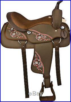 Deen, Enterprises Deen, Enterprises Youth Child Synthetic Western Pony Miniature Horse Saddle Tack Get Matching Headstall, Breast Collar & Saddle Pad Size 10\" to 12\" Inches Seat Available (10\" Inches seat)