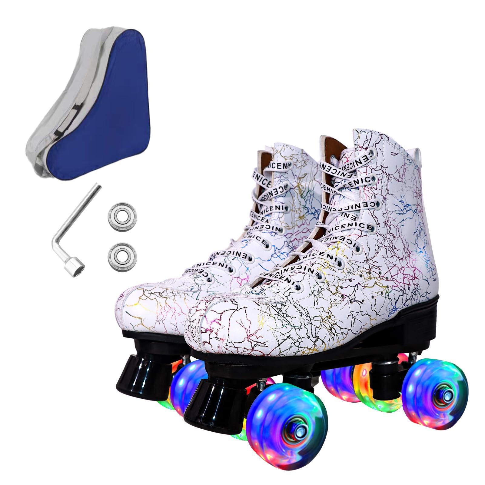 ugboiu Ugboiu Roller Skates for Men and Women, Derby Roller Skates with 4 Shiny Wheel, Classic Double-Row Skates for Indoor and Outdoor