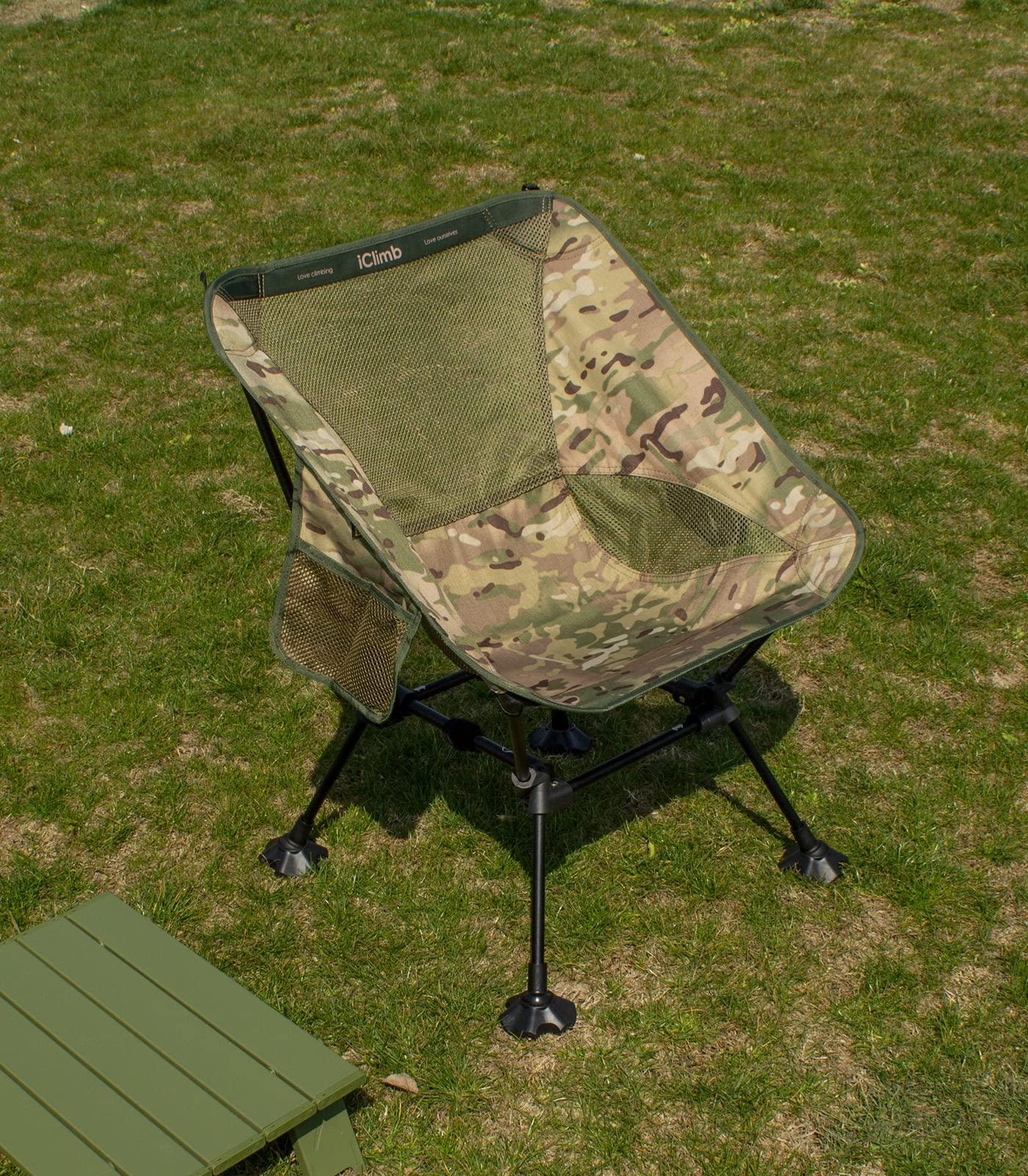 iClimb iClimb 1 Lightweight Stable Folding Square Table and 1 Ultralight Compact Anti-Sinking Large Feet Chair Bundle, for Adult Outdoor Camping Beach Concert