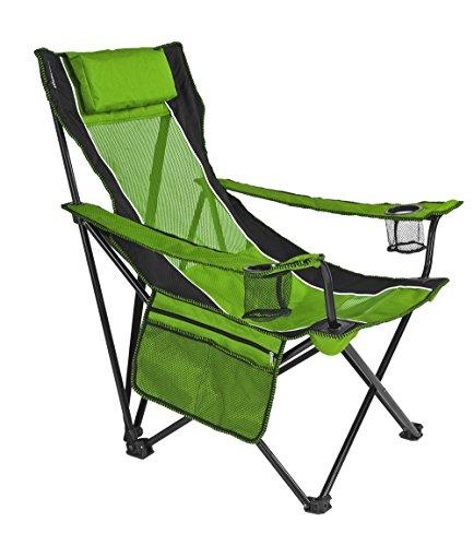 Kijaro Kijaro Sling Folding Camping Chair - Enjoy the Outdoors in this Outdoor Chair with a Built-in Cup Holders and Side Organizer - Includes a Detachable Pillow - Ireland Green