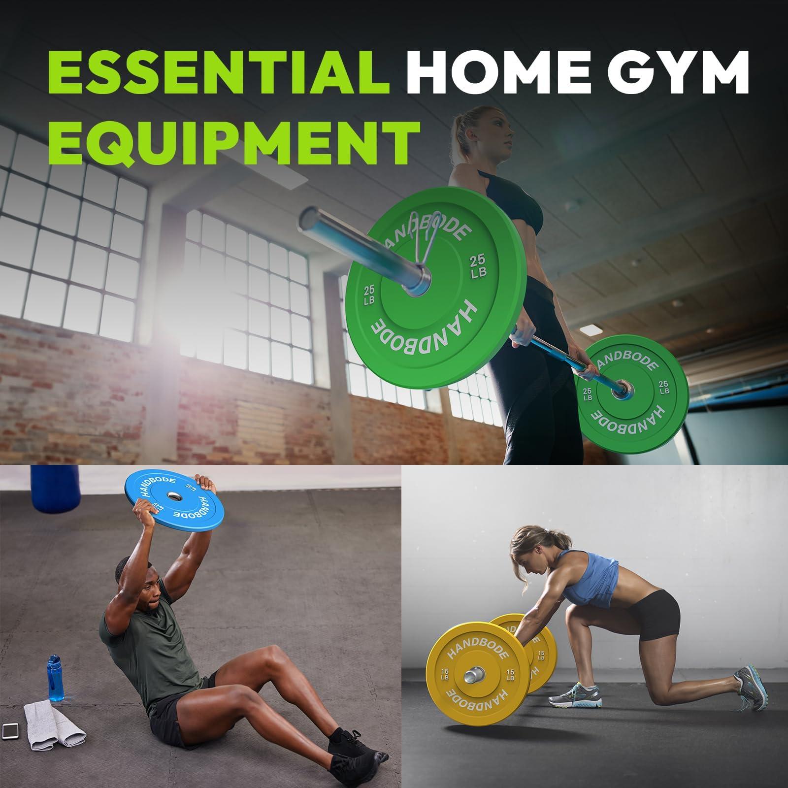 HANDBODE HANDBODE Bumper Plates Olympic Weight Plates, Colored Rubber plate for Weight Lifting and Strength Training 100LB