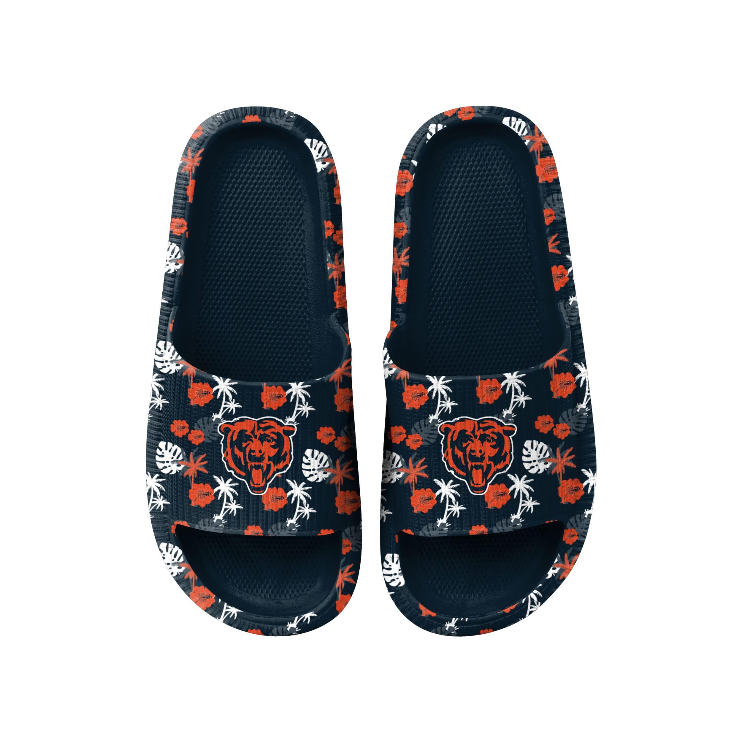 FOCO FOCO Women\'s NFL Logo Ladies Floral Pillow Slides Sandals, Team Color, 5-6