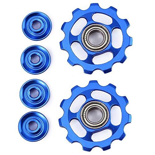 Stylrtop Stylrtop 2 pcs Bike 11T Aluminum Sealed Bearing Jockey Wheel Rear Derailleur Pulleys Fit Shimano SRAM (Blue)