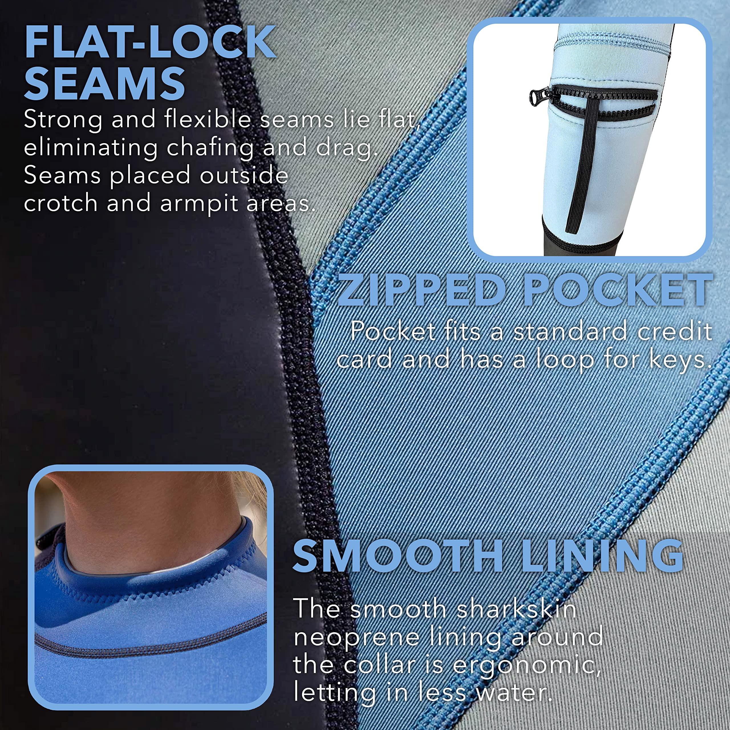 Platinum Sun Women\'s Limestone Neoprene Wetsuit Shorty Wet Suits for Women in Cold Water Long-Sleeve Half Leg Water Suits Springsuit for Scuba Diving Surfing Kayaking Canoeing Snorkeling - 2.0mm (Dive-Blue, M)