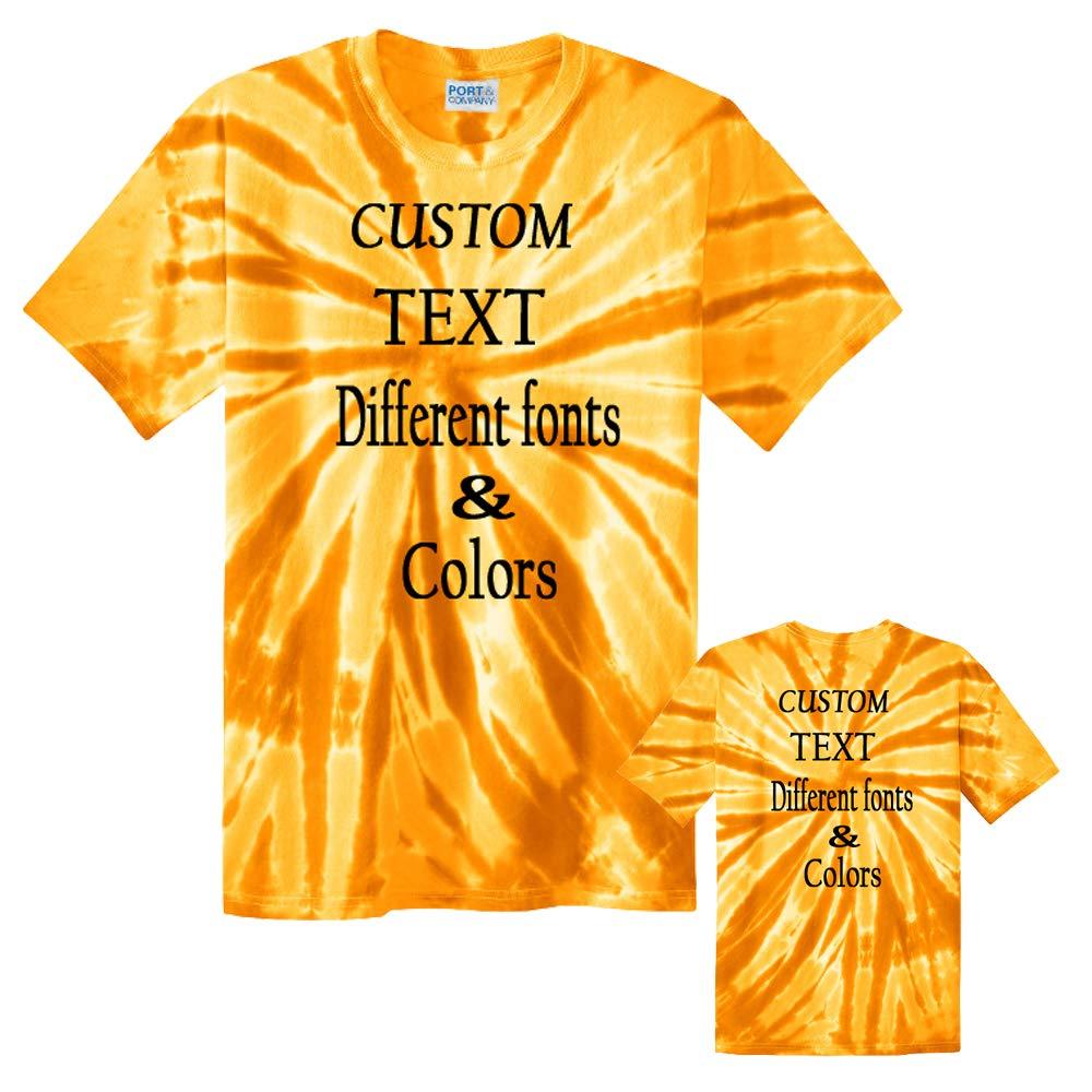 Just Customized Customized Tie Dye T-Shirt for Adults Personalize with Your Any Custom Text Gold