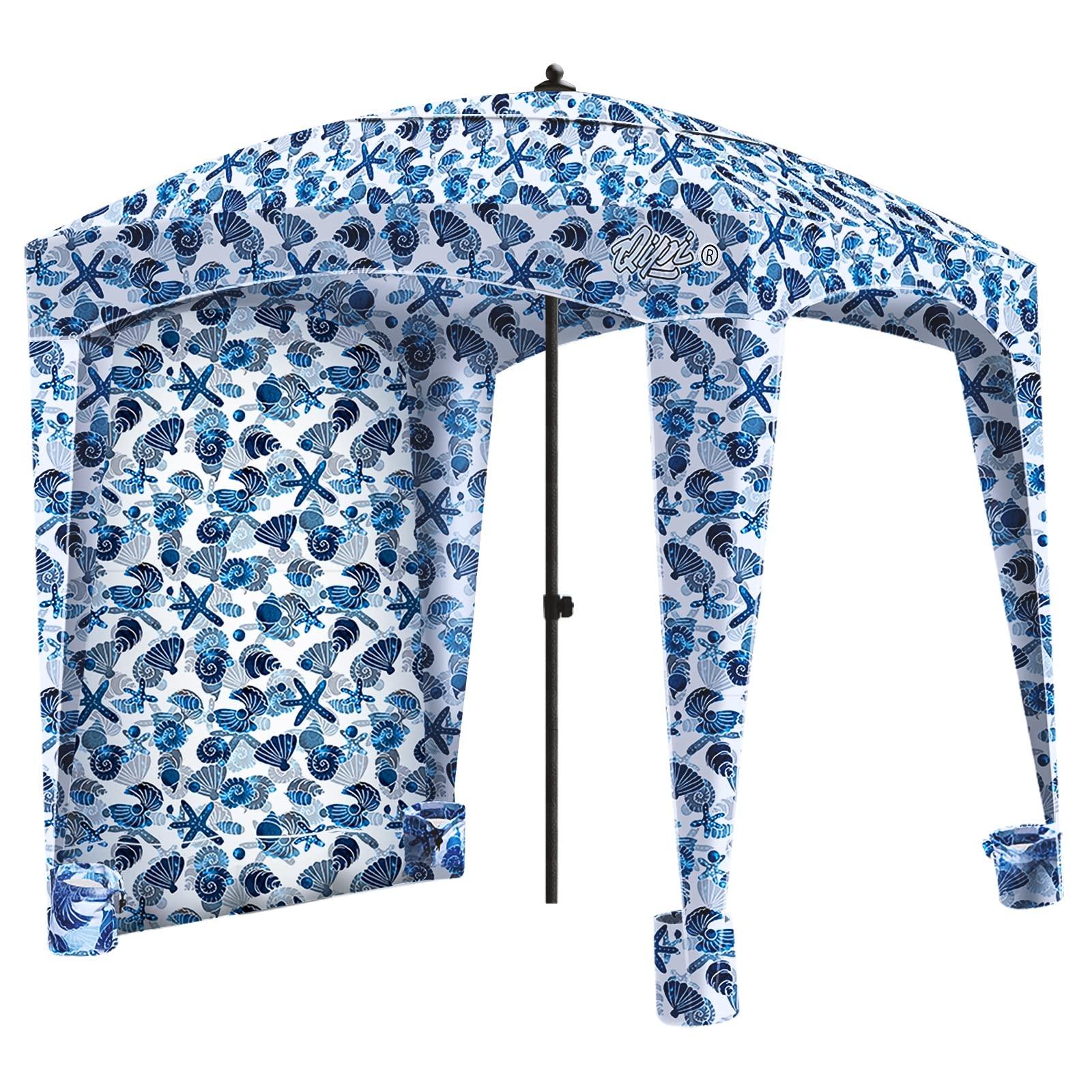 Qipi Qipi Beach Cabana - Easy to Set Up Canopy, Waterproof, Portable 6\' x 6\' Beach Shelter, Included Side Wall, Shade with UPF 50+ UV Protection, Ultimate Sun Umbrella - for Kids, Family - Sea Life