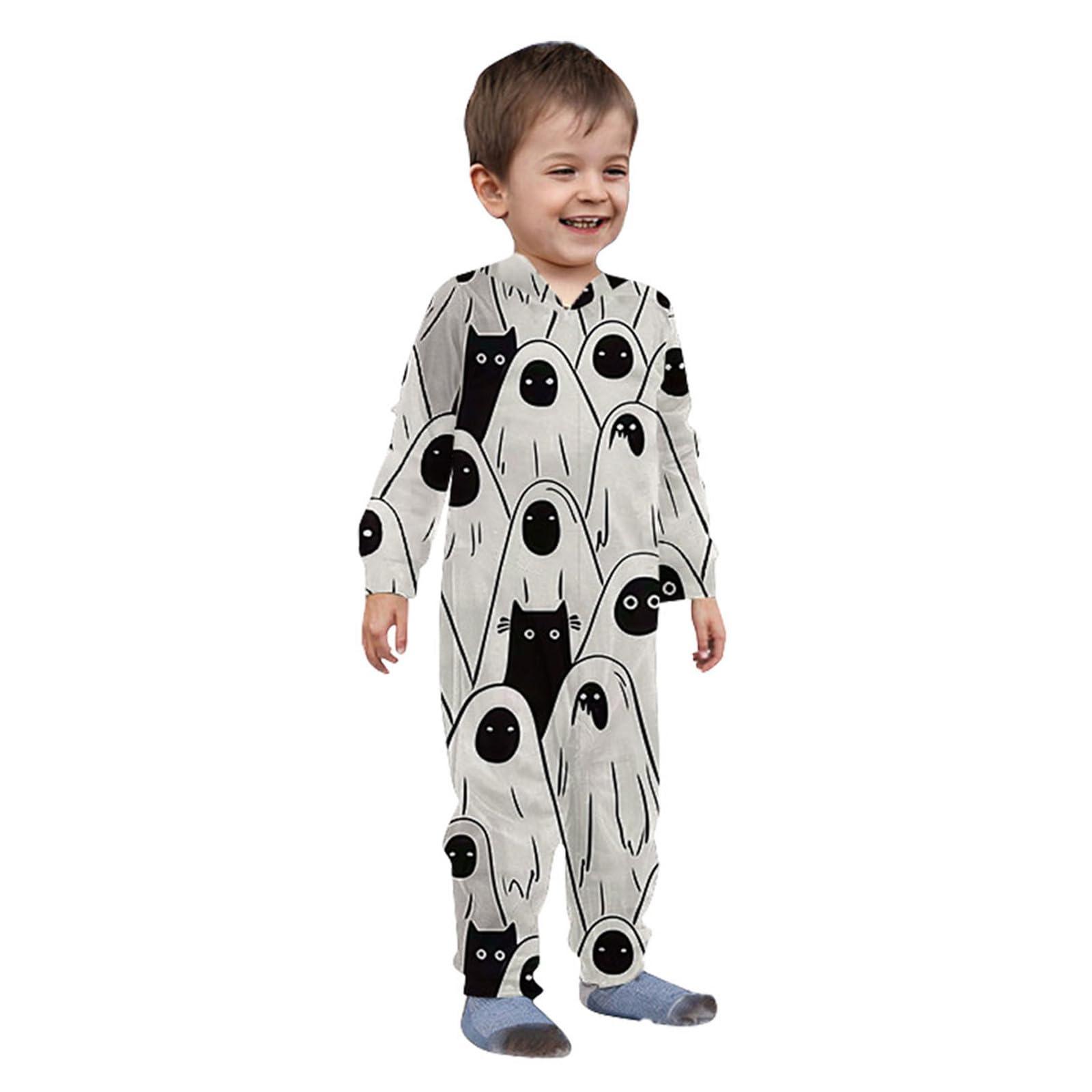 NineFit Basics Family Matching Pjs Halloween, Halloween Costumes for Family, Halloween Pajamas Long Sleeve Family Matching Jumpsuits Rompers Family Halloween Costumes Pajamas Matching Pjs Sets D03 White