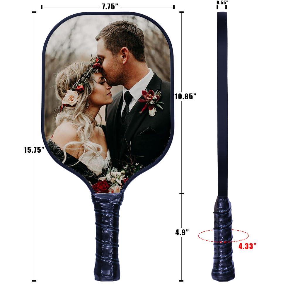 KOALEIU KOALEIU Custom Graphite Pickle Ball Paddles, Personalized Pickleball Racquet with Photo Text Logo, Perfect Rackets Gifts for Men&Women, Gray