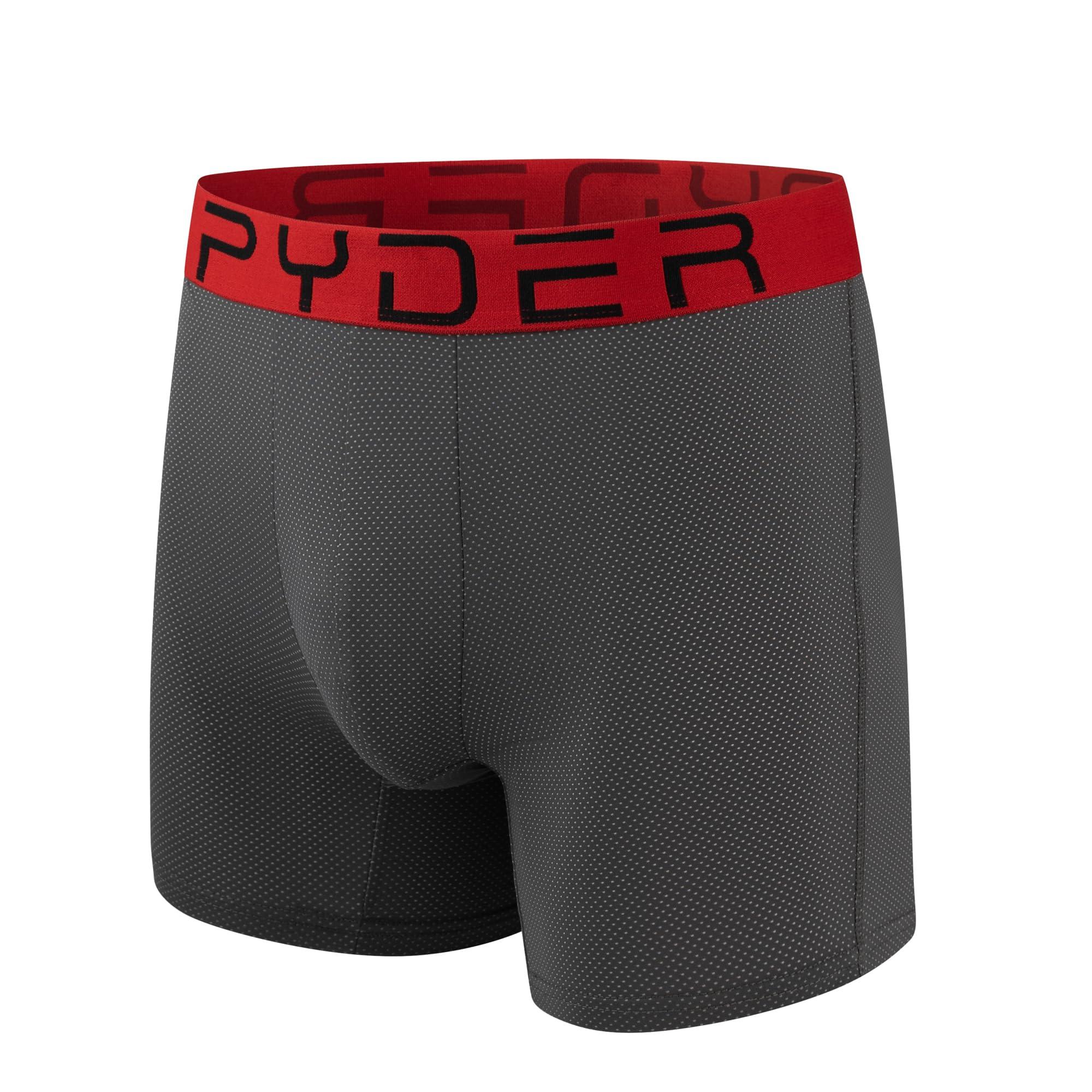 Spyder Spyder Performance Mesh Mens Boxer Briefs Sports Underwear For Men (Large, Black/Navy/Black/Grey)