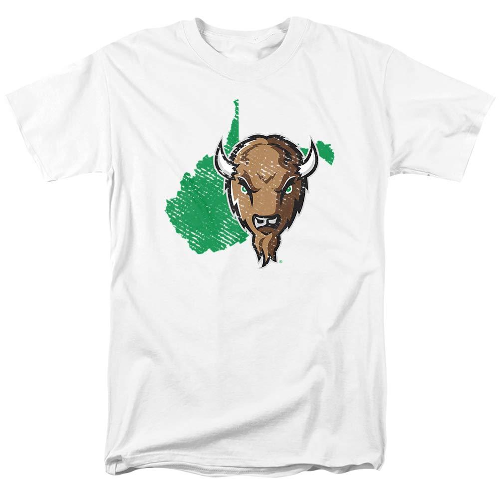 Marshall University Marshall University Official State Shape Unisex Adult T-Shirt, White, 5X-Large