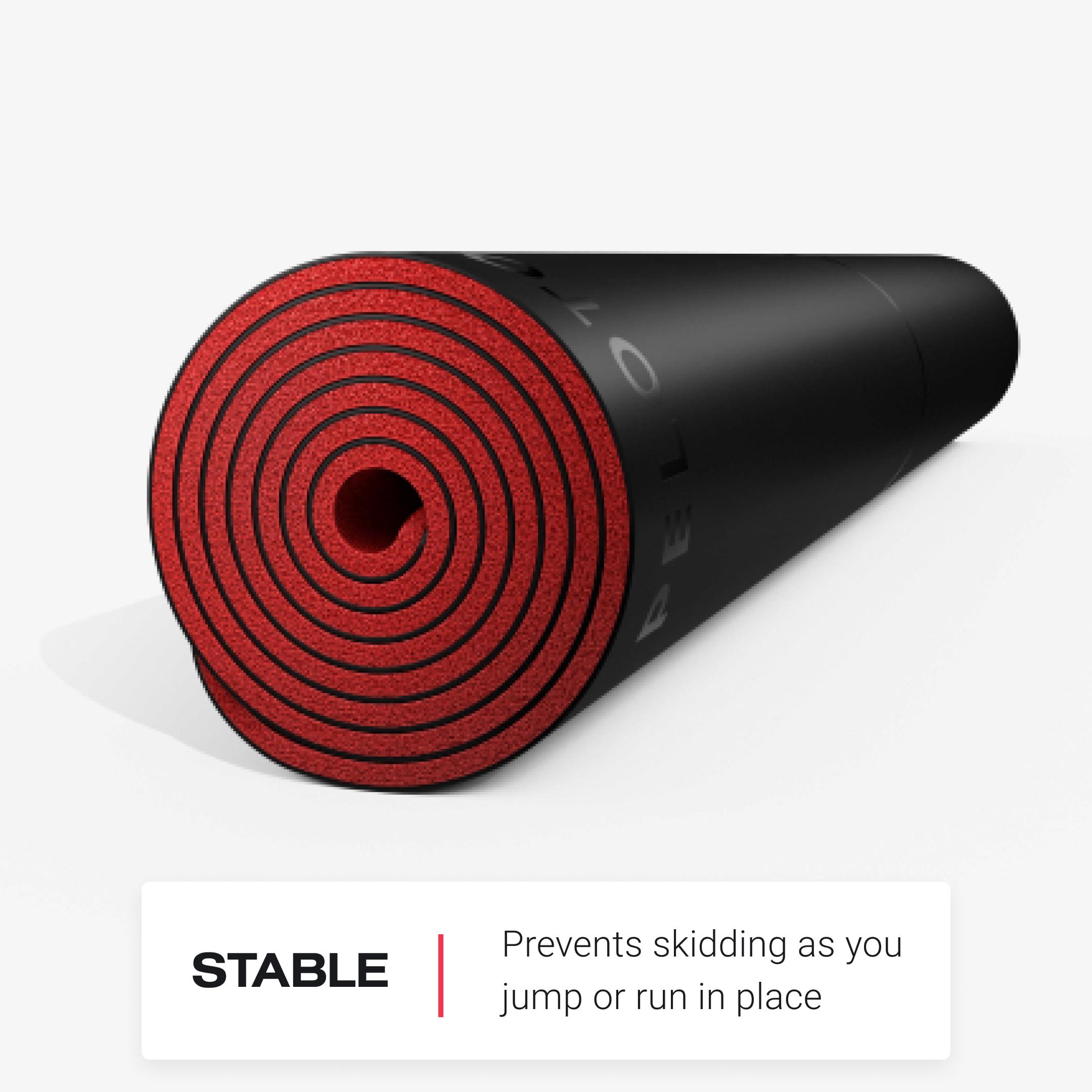 Peloton Peloton Reversible Workout Mat | 71 x 26 with 5 mm Thickness, Premium Heavy-Duty Floor & Yoga Mat, Tear & Scratch Resistant,Black, Red
