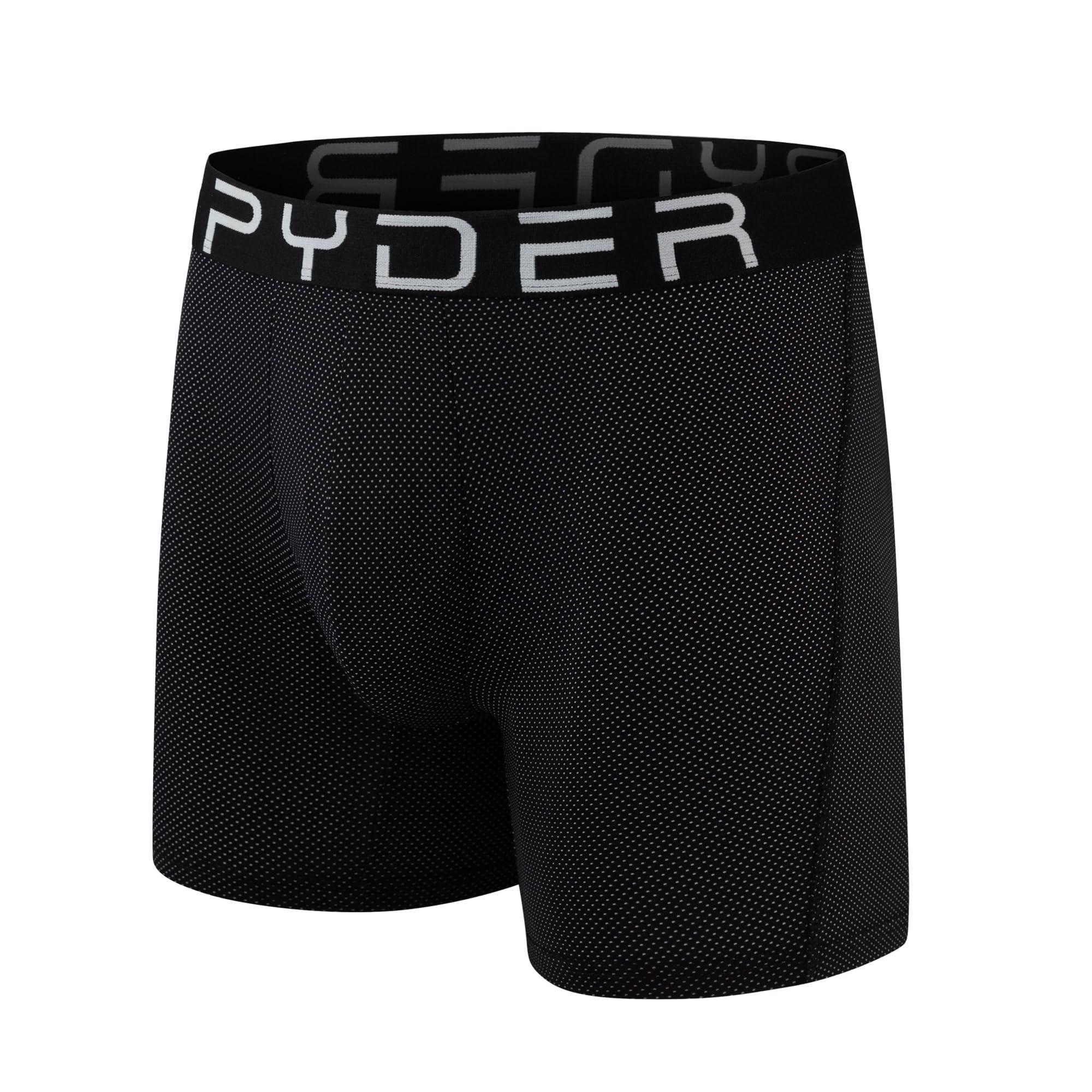 Spyder Spyder Performance Mesh Mens Boxer Briefs Sports Underwear For Men (Large, Black/Navy/Black/Grey)