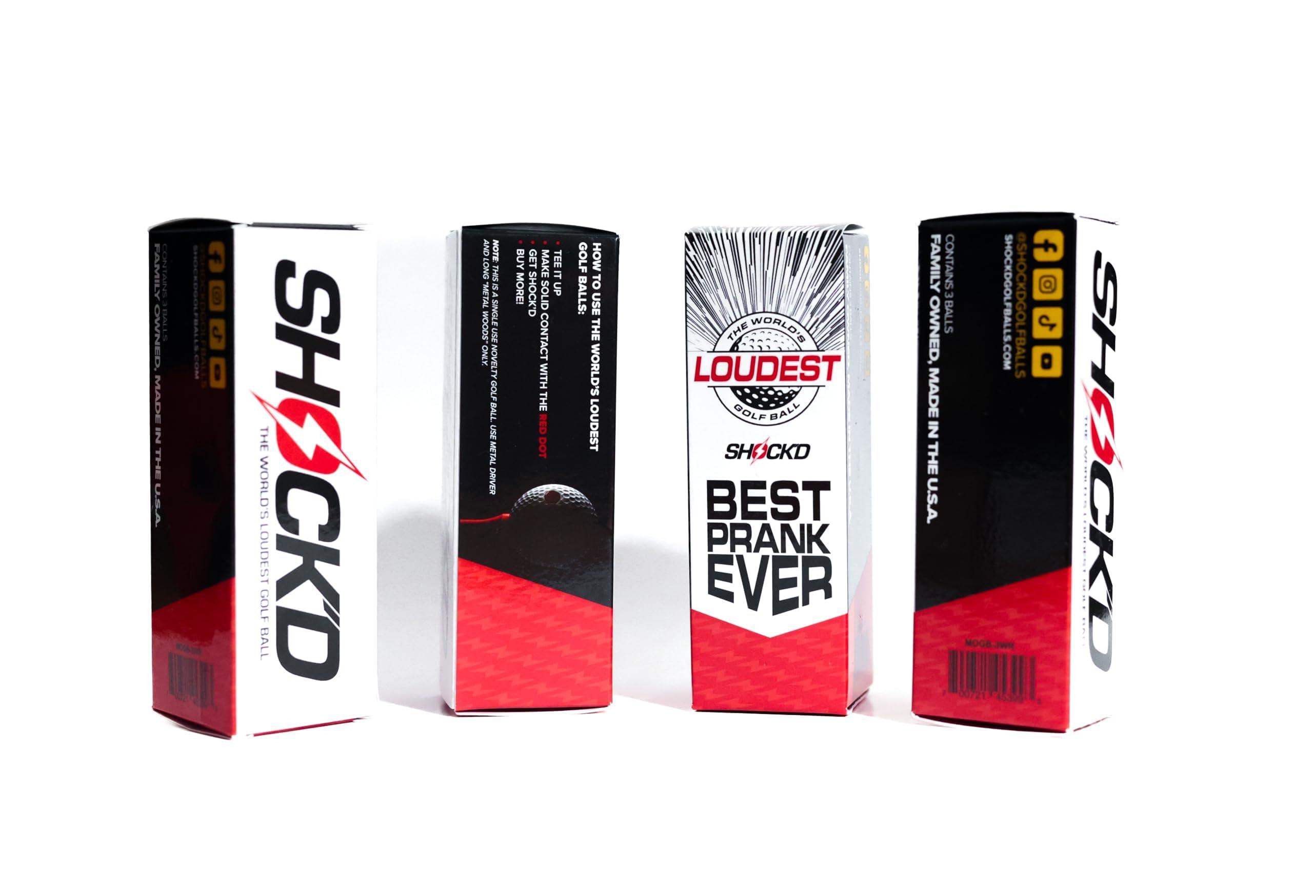 SHOCK'D GOLF BALLS SHOCK'D GOLF BALLS - The World's Loudest Golf Ball - Viral Prank Ball (Sleeve of 3, Novelty) - White Dot Botton