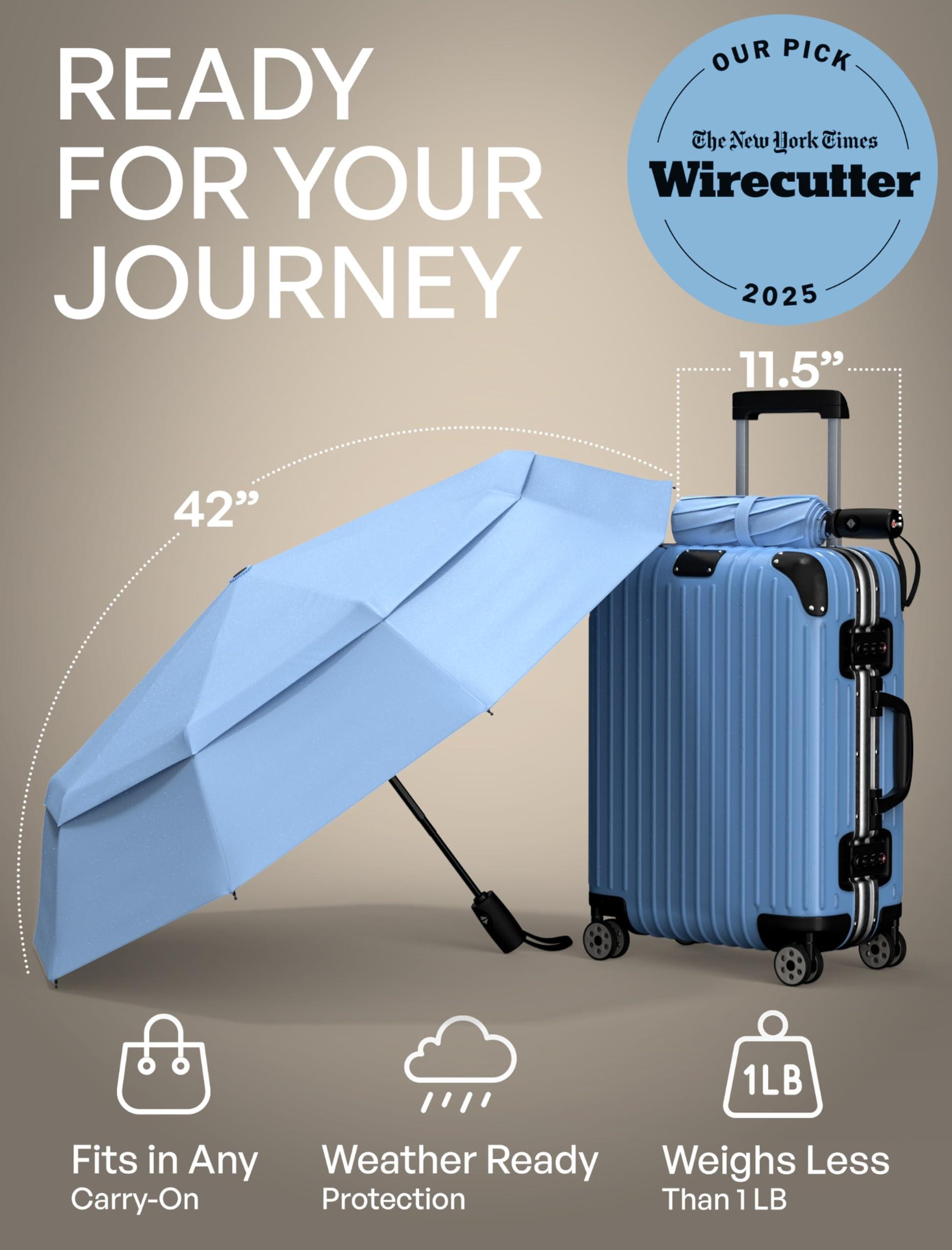 Repel Umbrella REPEL Windproof Travel Umbrella - Compact & Withstands Winds up to 85MPH, Strongest Premium Auto Folding Umbrella for Rain and Sun - Durable, Light & Portable for Women & Men, Fits Backpack & Cars