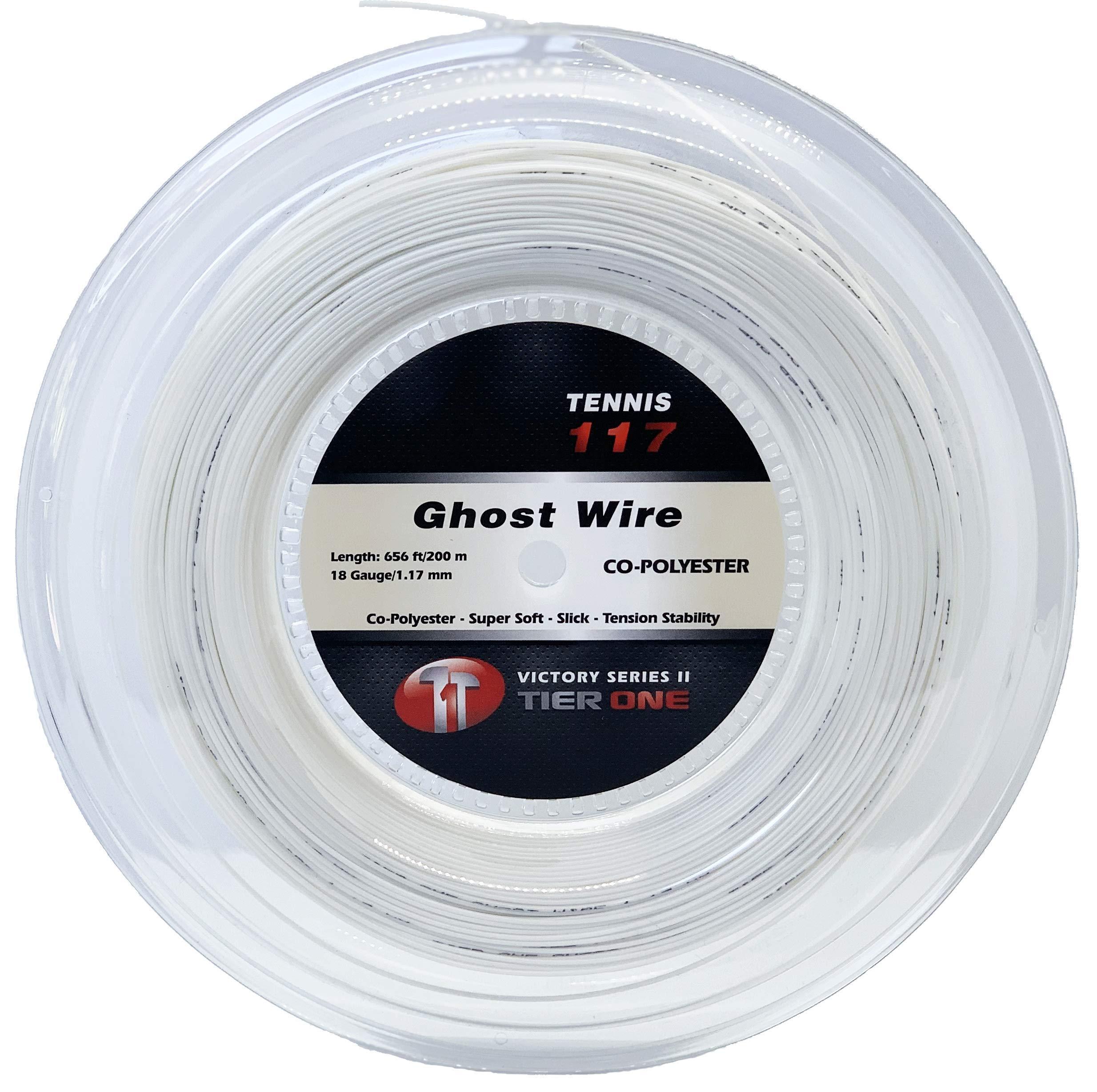 Tier One Sports Tier One Sports TRU PRO Ghost Wire - Tennis String Reel (Poly): Super Soft and Arm Friendly (18g (1.17 mm), 200 m, White)