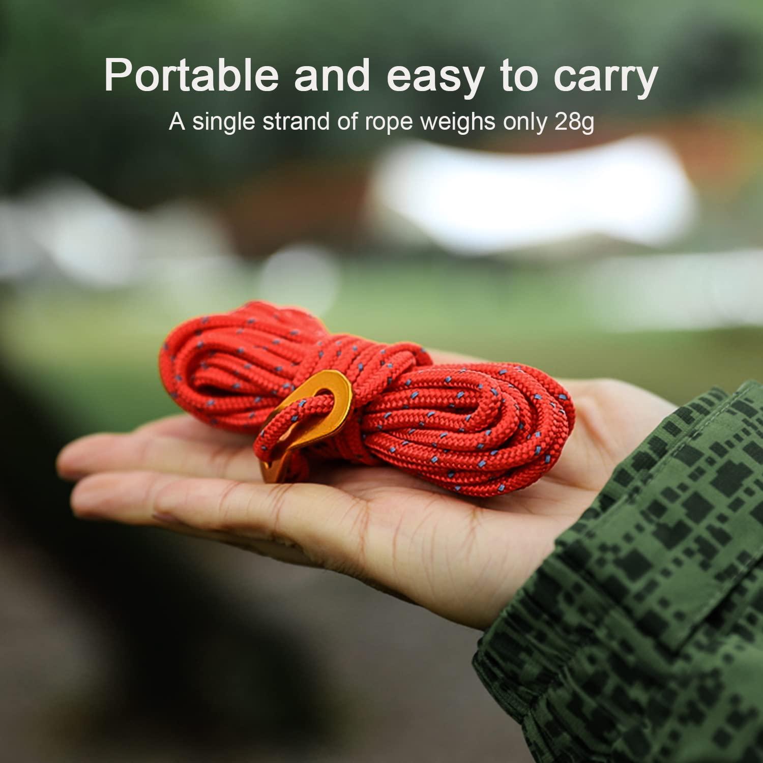 Smithok Smithok 8 Pack 4mm Guy Lines Ultralight Tent Cords with Aluminum Adjuster Tensioner Outdoor Camping Guylines Ropes for Tent Tarp,Climbing,Hiking Backpacking (Yellow)