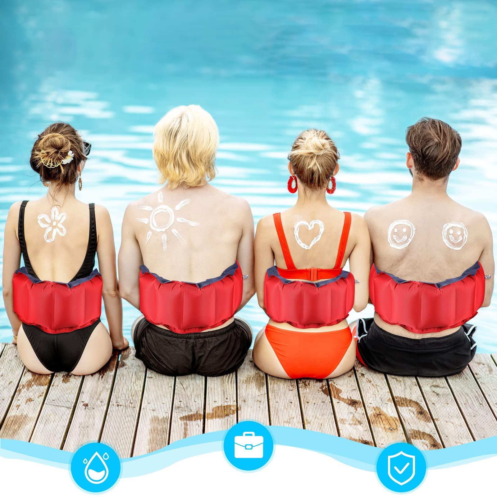 Lewtemi Lewtemi 1 Pcs Inflatable Swim Belt Pool Flotation Portable Waist Floatation Aid for Adults Adjustable Floating Swimming Training Aid Waist Belt with Buckle and Rope for Beginner(Red and Blue)