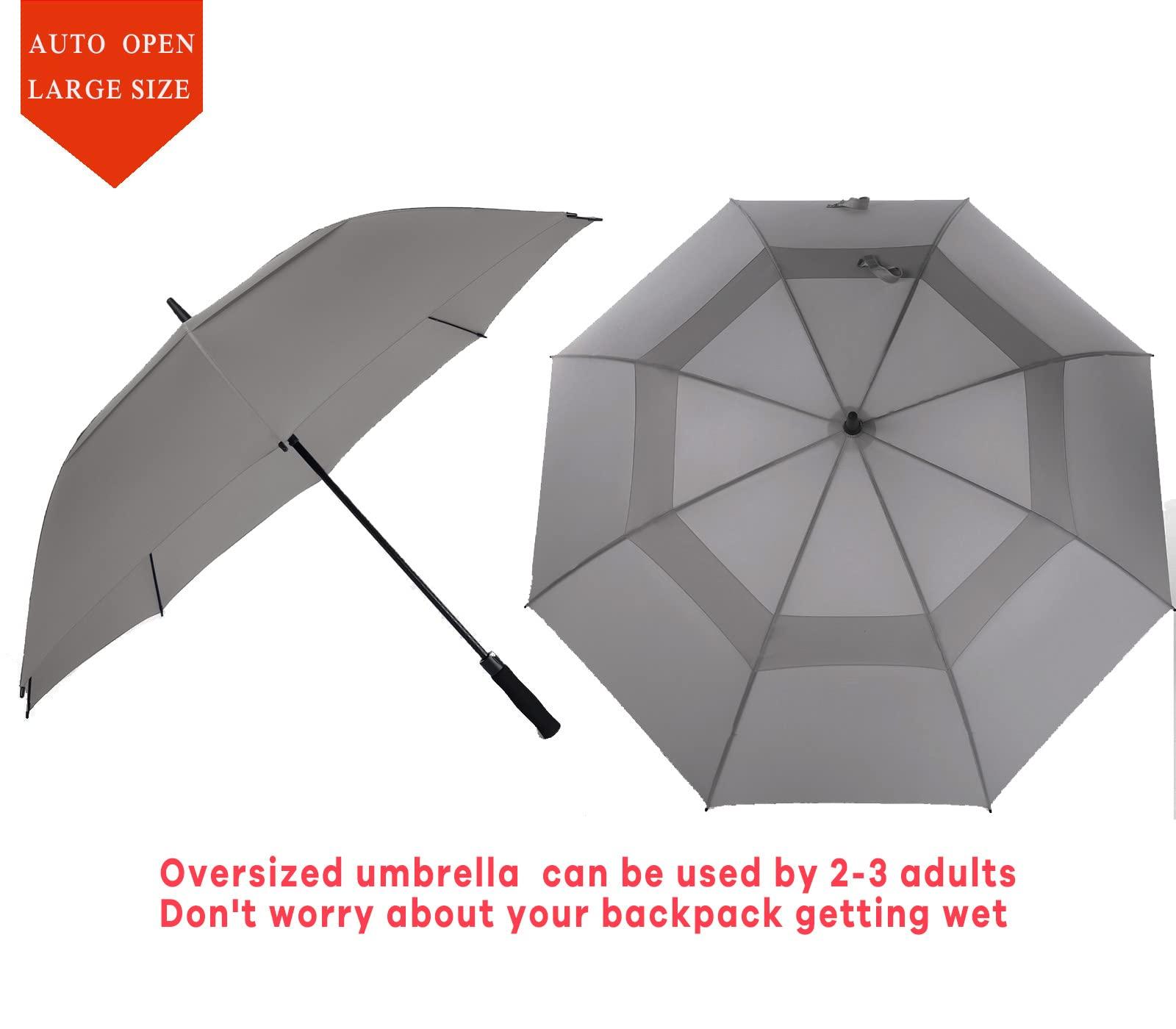 Baraida Baraida Golf Umbrella Large 62/68/72 Inch, Extra Large Oversize Double Canopy Vented Windproof Waterproof Umbrella, Automatic Open Golf Umbrella for Men and Women and Family.(68 Inch,Grey)