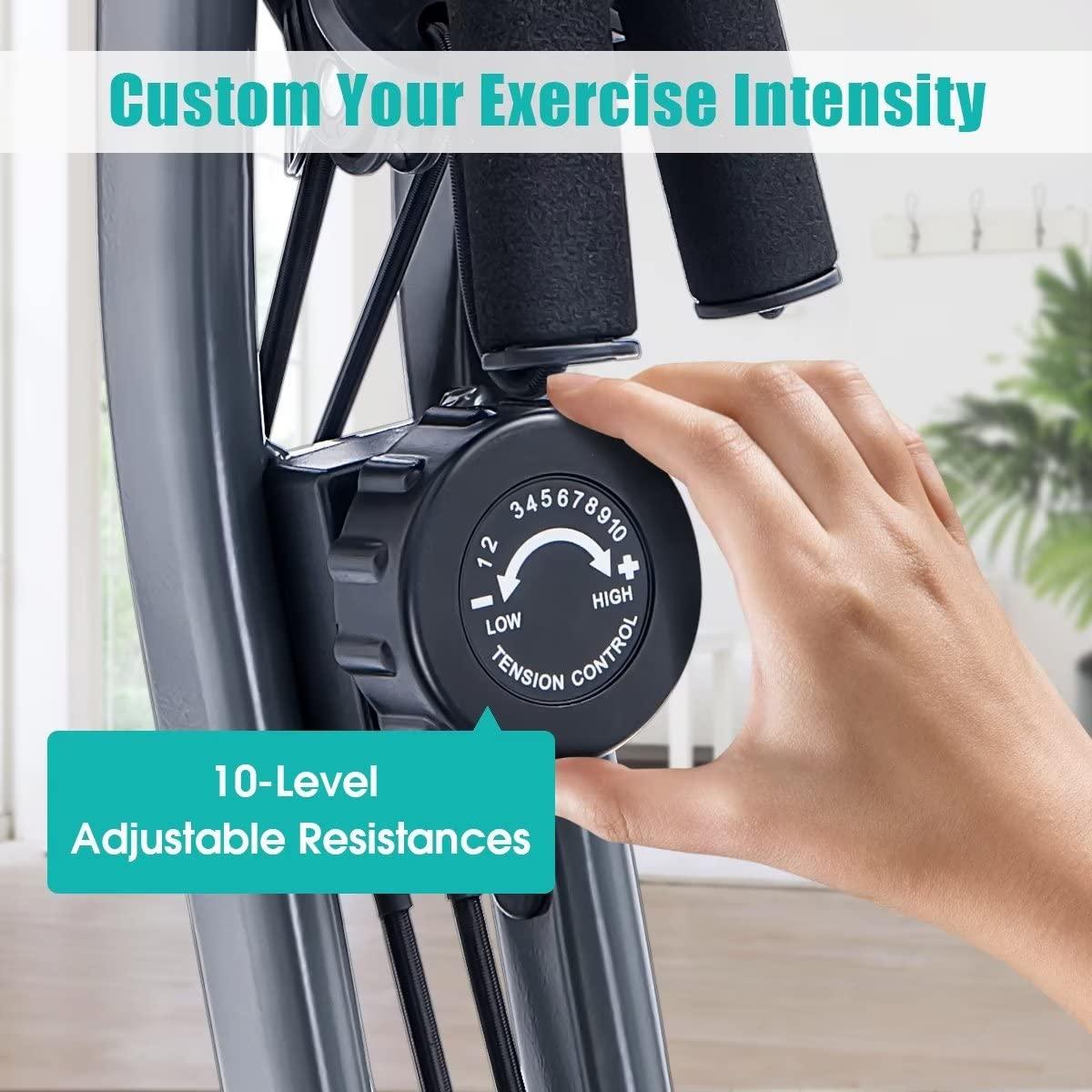 Merax Merax Foldable Fitness Stationary Bike, Upright Indoor Cycling Bike, Magnetic Exercise Bike with 16-Level Adjustable Resistance&Back Support Cushion for Home Gym Workout