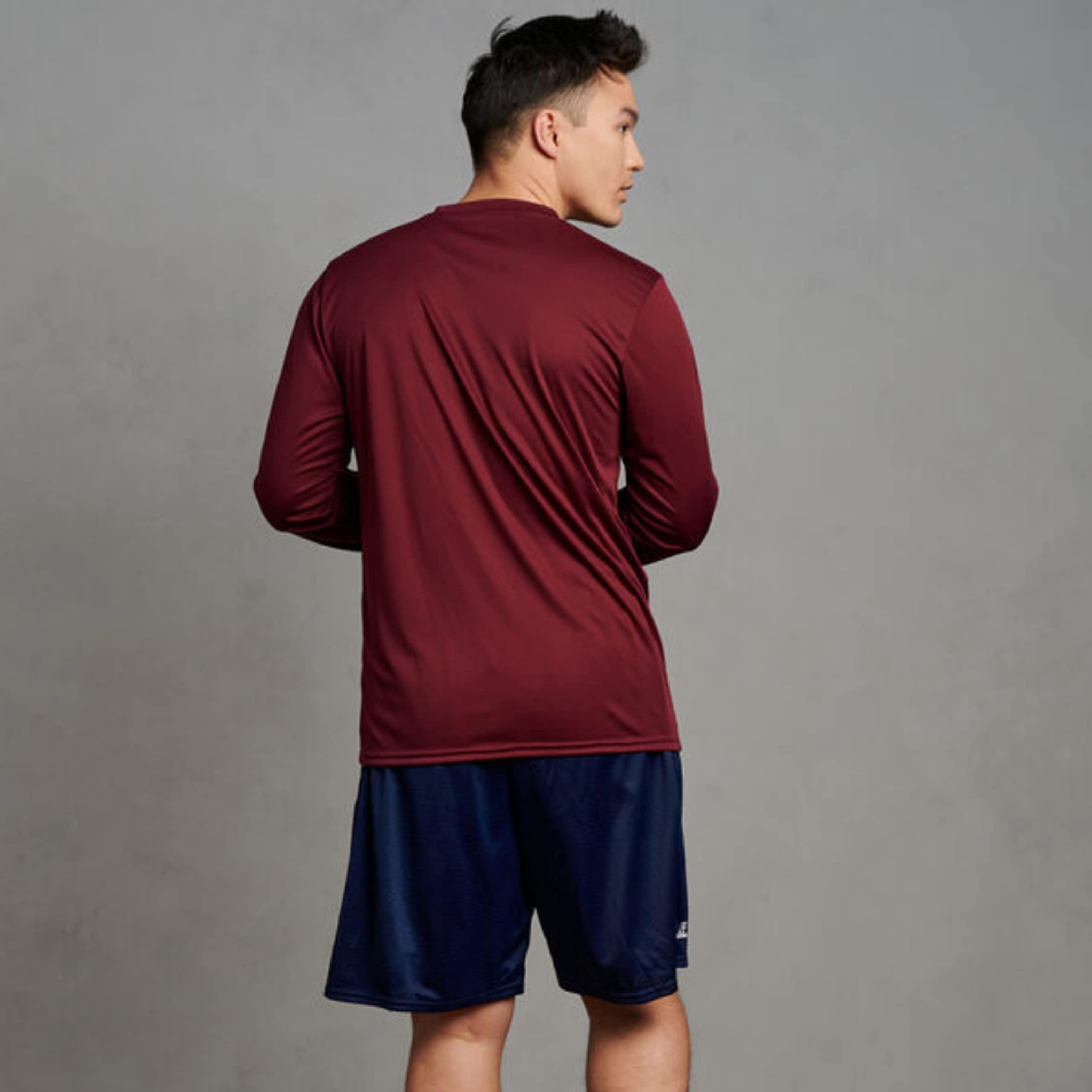 Russell Athletic Russell Athletic Men\'s Long Sleeve Performance Tee, Maroon, Medium