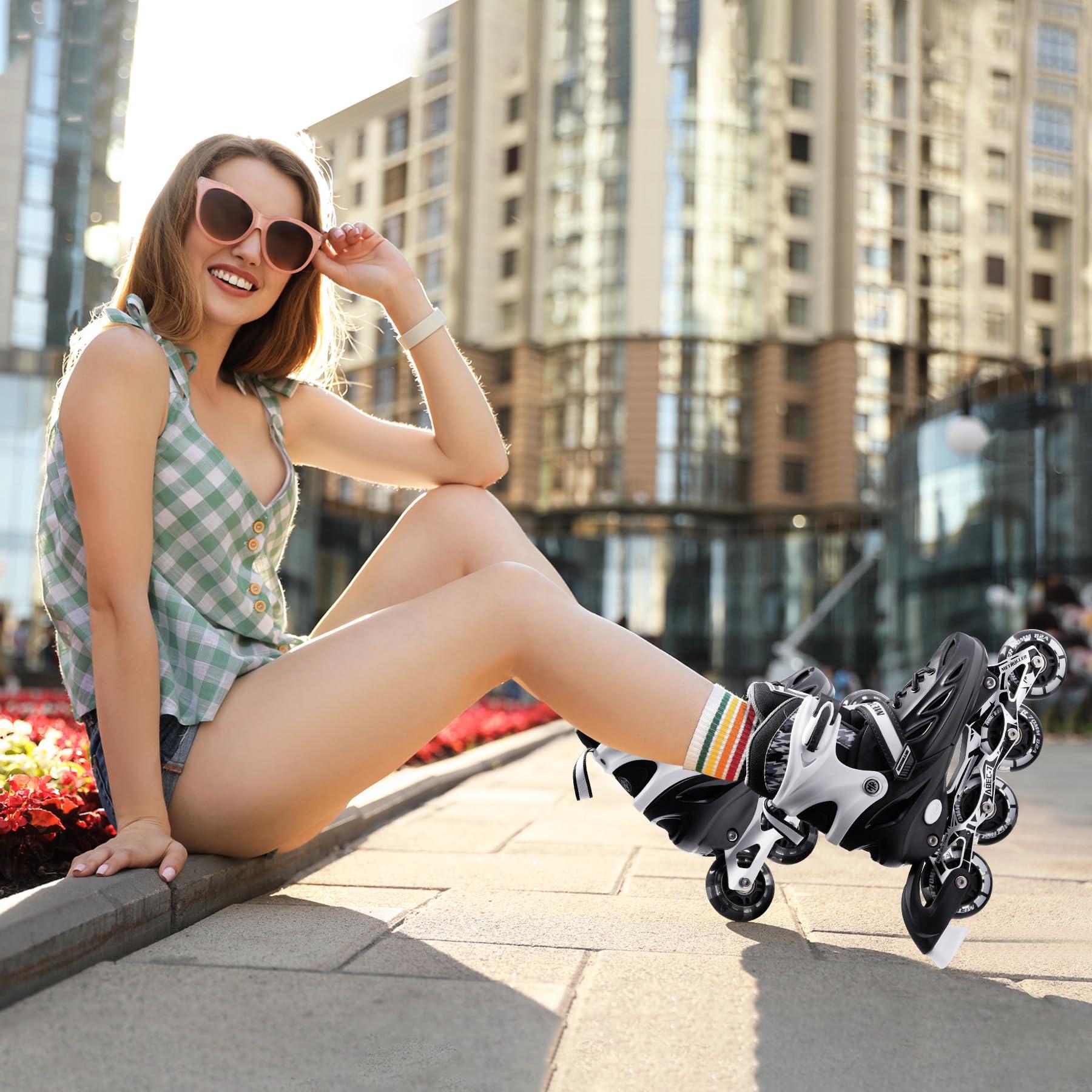 METROLLER METROLLER Inline Skates for Girls and Boys, Women, Men 4 Sizes Adjustable Inline Skates with Light Up Wheels, Illuminating Beginner Skates for Kids & Adult Youth.