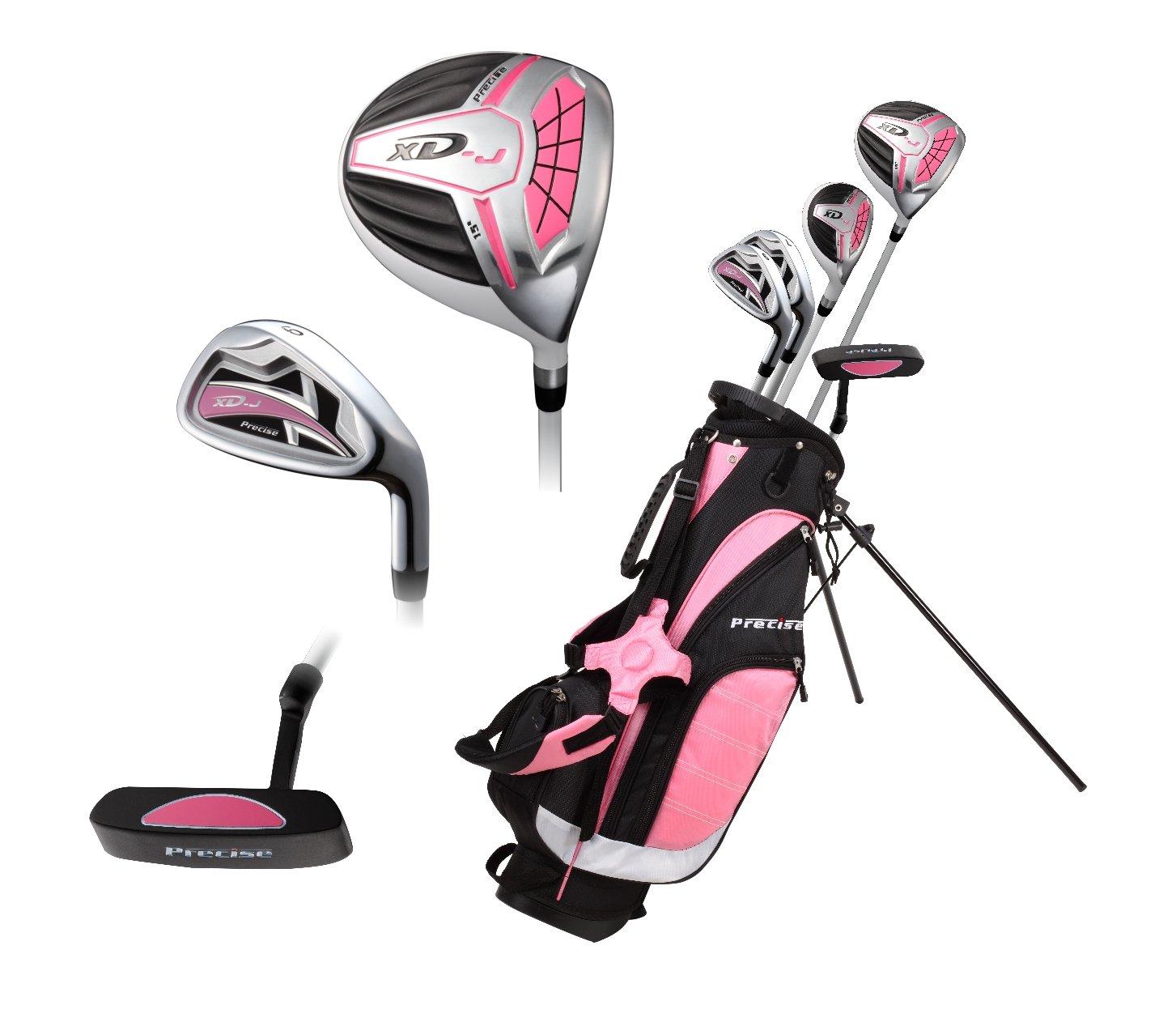 Precise Precise XD-J Junior Complete Golf Club Set for Children Kids - 3 Age Groups Boys & Girls - Right Hand & Left Hand! (Pink Ages 9-12, Left Hand)