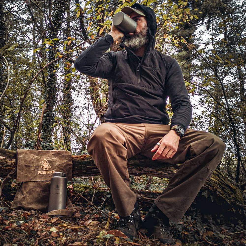 The Pathfinder School The Pathfinder School Durable Ripstop Waxed Canvas Bag - Haversack - Bushcraft Gear - Single Strap Hiking Pack Gathering Bag - Pathfinder Survival Bushcraft Bag - 15\" x 12\"