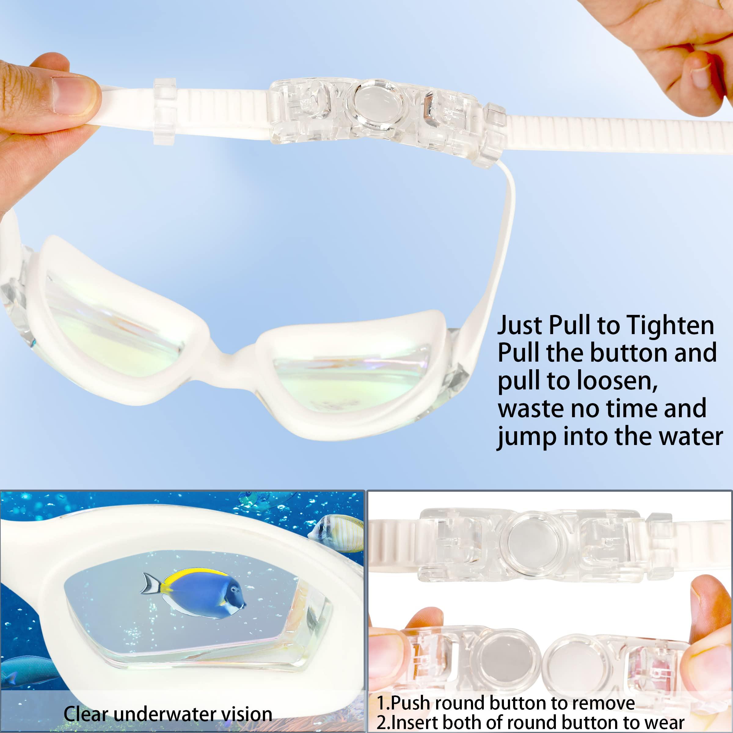 EWPJDK EWPJDK Swim Goggles - 2 Pack Swimming Goggles Anti Fog No Leaking For Adult Women Men (Bright Blue & White)