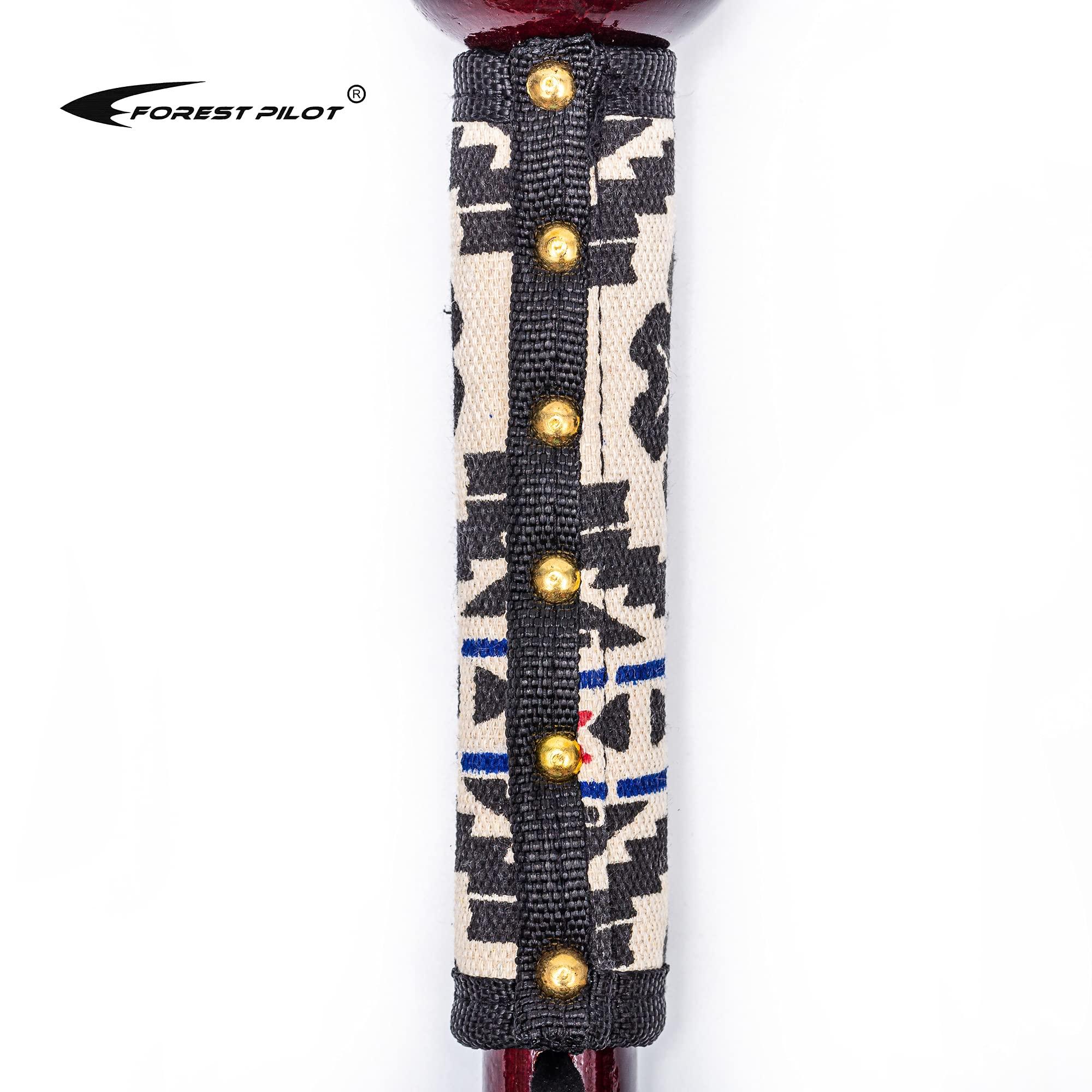 FOREST PILOT FOREST PILOT 3 Pieces Detachable Hardwood Walking Stick Flat Wooden Ball Head with a Compass (Dark Rose Color, 48 Inches, 1 Piece)