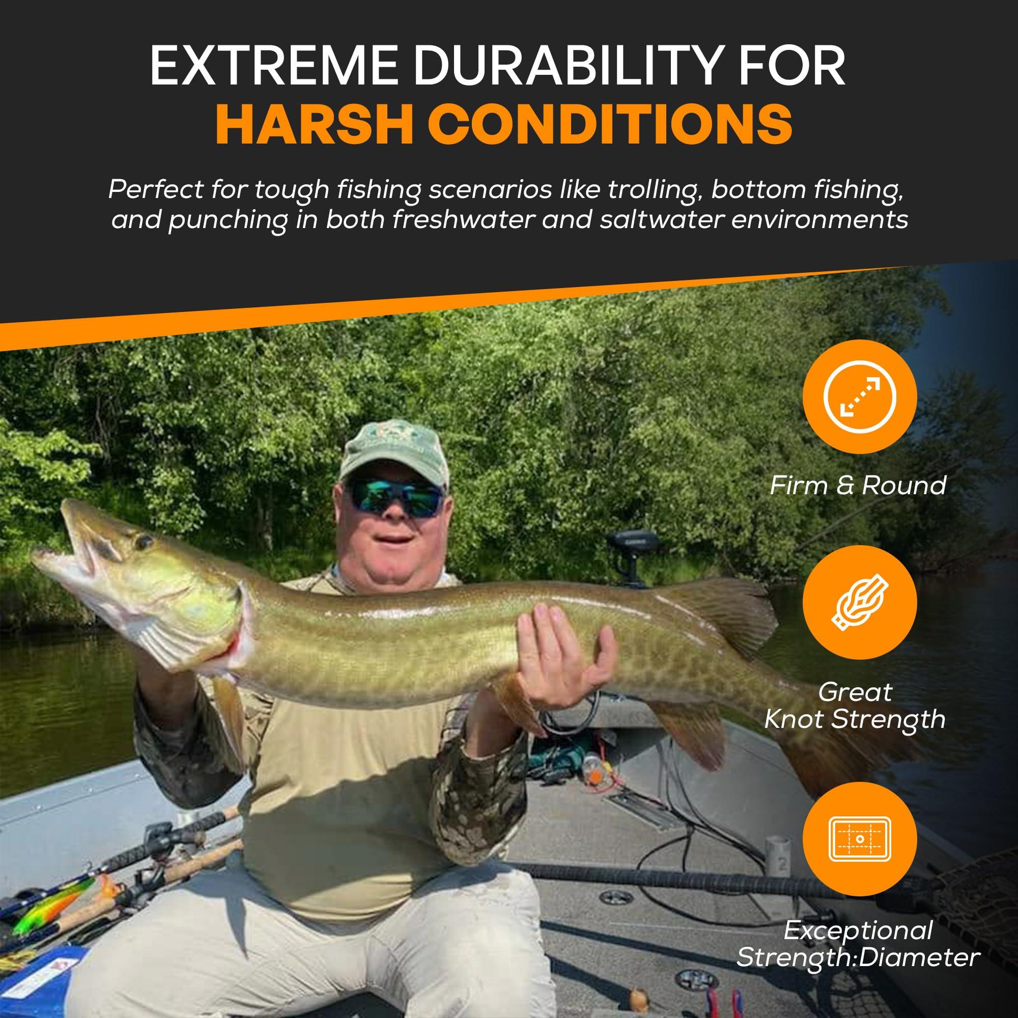 FINS FINS XS Big Game Braid - USA Made - 8-End Round Abrasion Resistant Braided Fishing Line for Freshwater/Saltwater Trolling and Bottom Fishing - Blue - 10 lb - 500 Yds