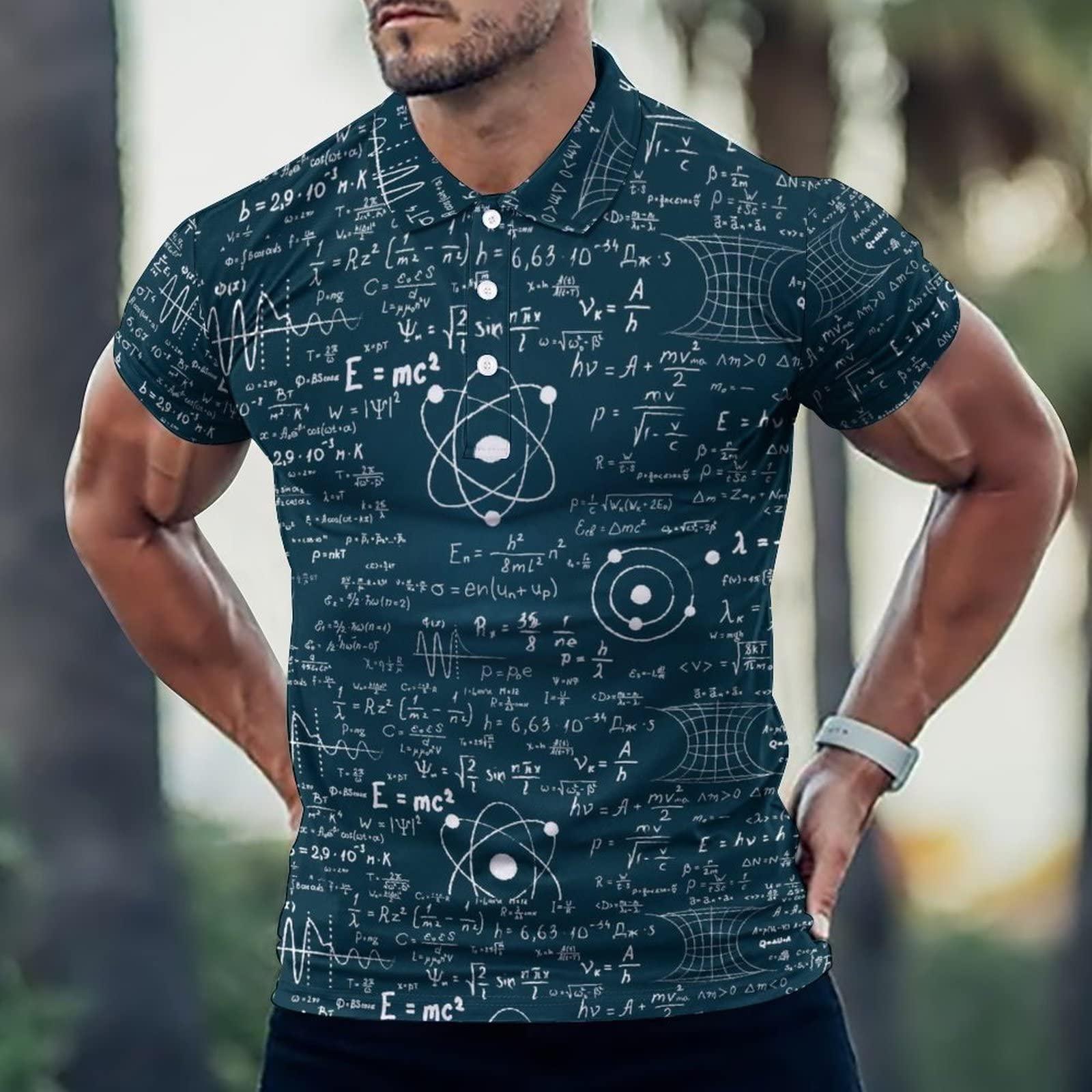 BAIKUTOUAN BAIKUTOUAN Physical Mathematics Science Formula Men's Golf Polo-Shirt Short Sleeve Jersey Tees Casual Tennis Tops XL