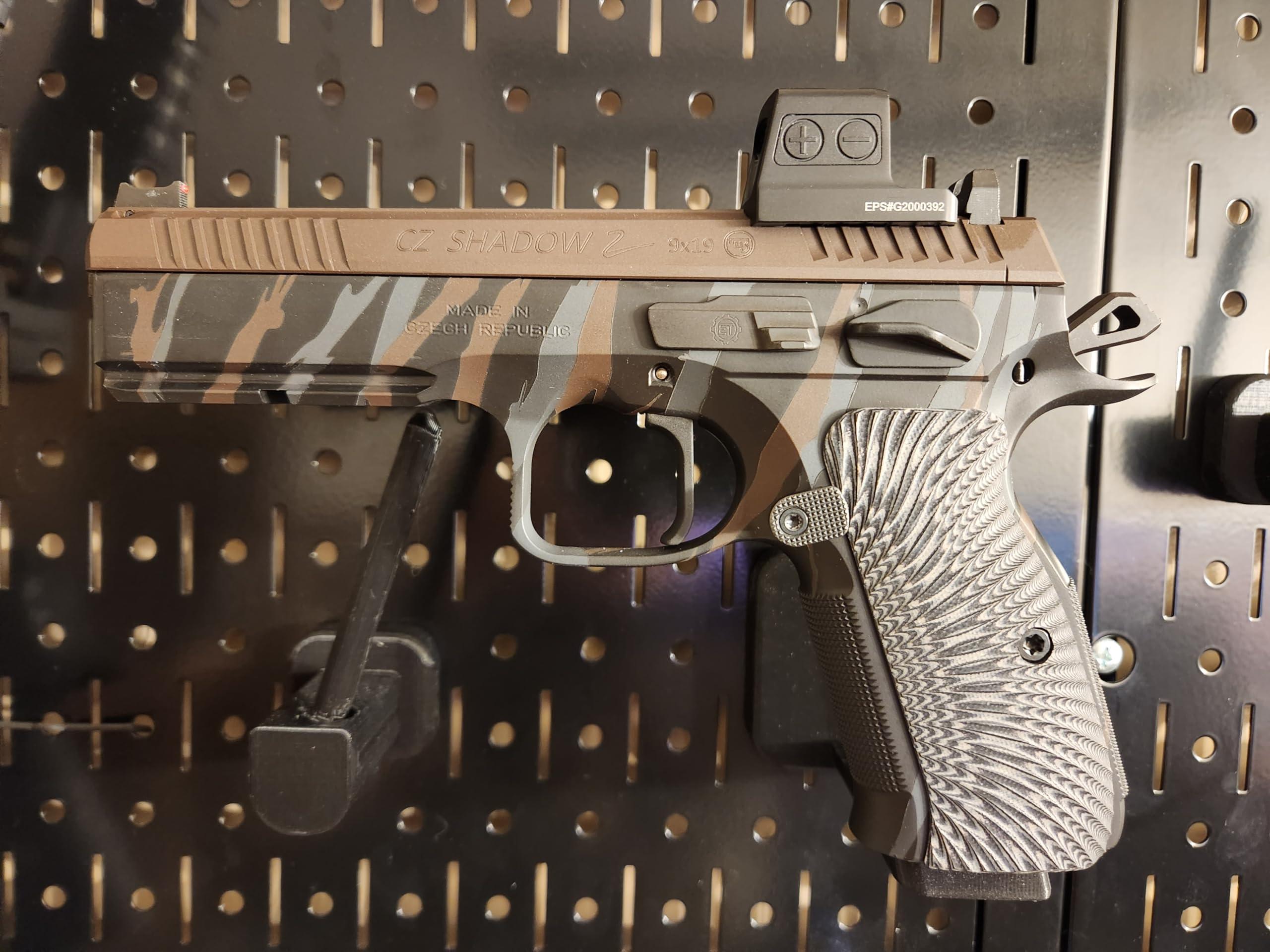Hammy3DPrints Pegboard Mount for Pistols - Many Brands and Models Supported - Pegboard/Skadis/etc. (Secure Wall, Canik TP9 (Right))