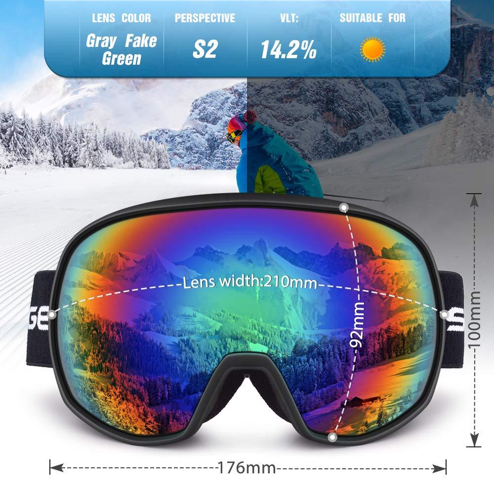 Snowledge Snowledge Ski Snow Goggles for Men Women, OTG With UV Protection, Anti-Fog Dual Lens for Skiing Snowboarding