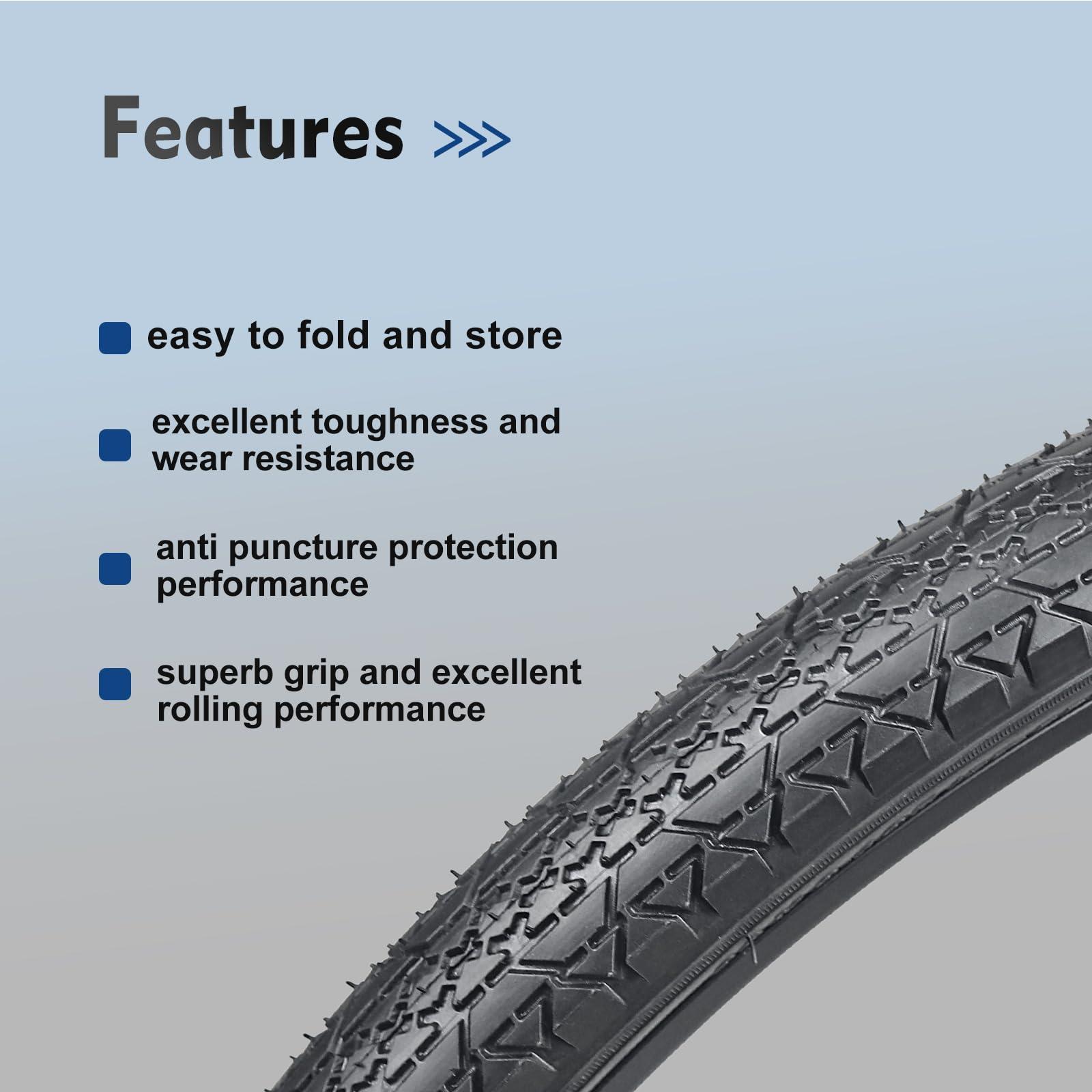 HUIOK 26 Inch Bike Tires, HUIOK 26x2.125 Bicycle Tire Folding Beach Cruiser Tires Replacement with Tubes and Levers